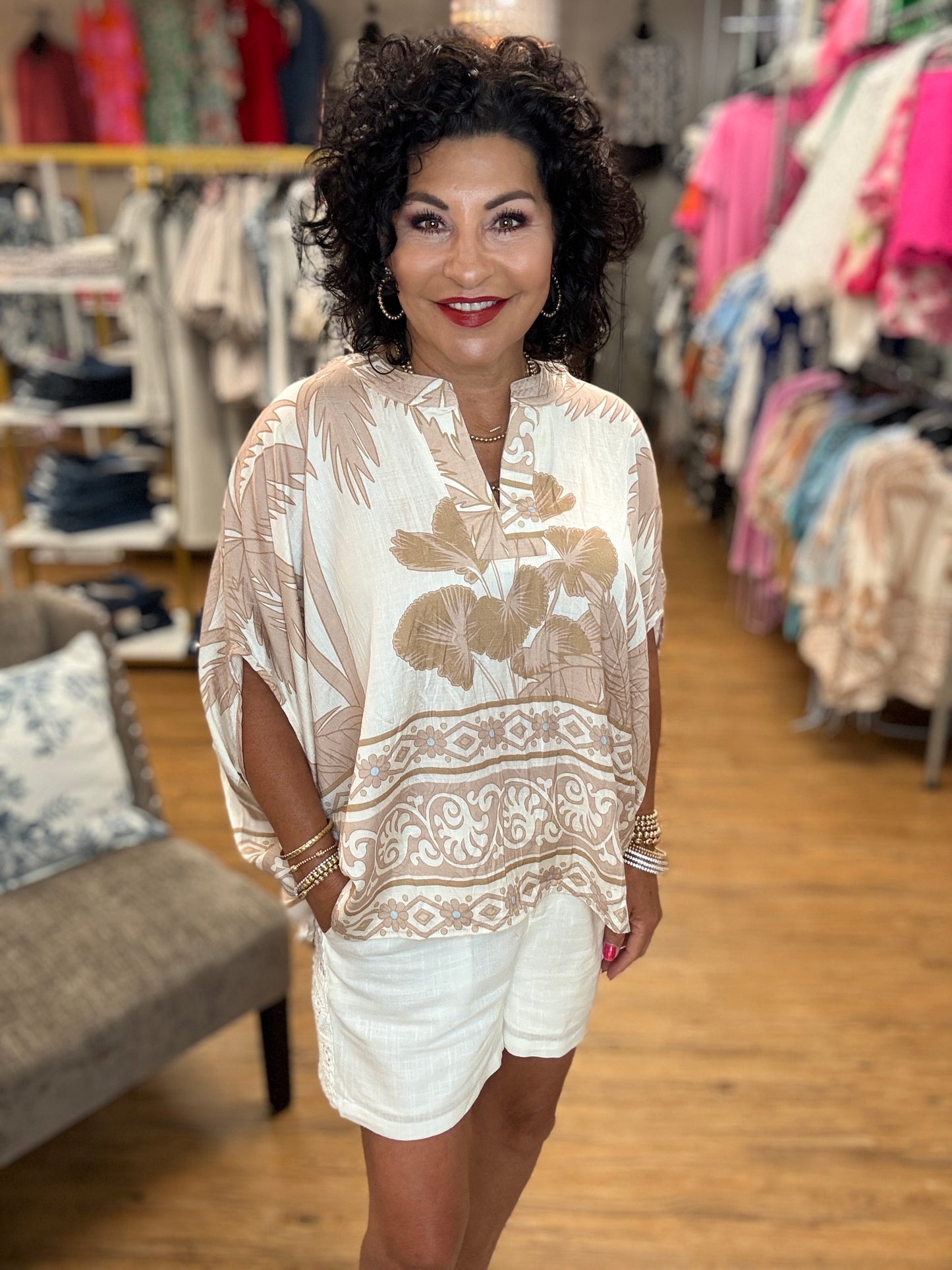 Tropical Print Relaxed Fit Top