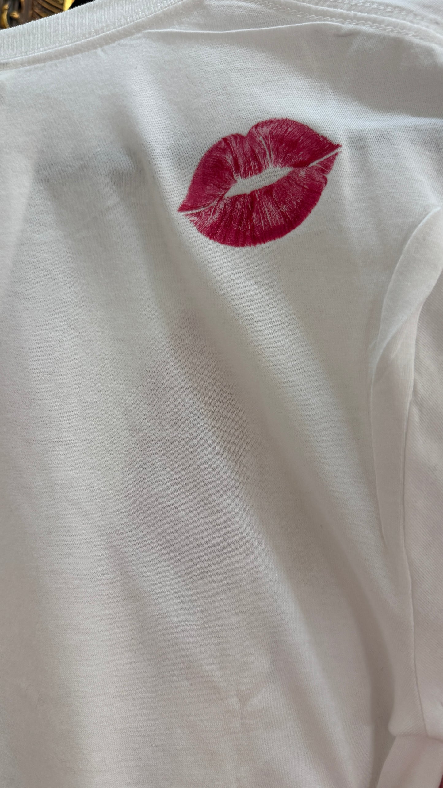 Pink Lipstick Bling & Gold Splatter Tee Shirt