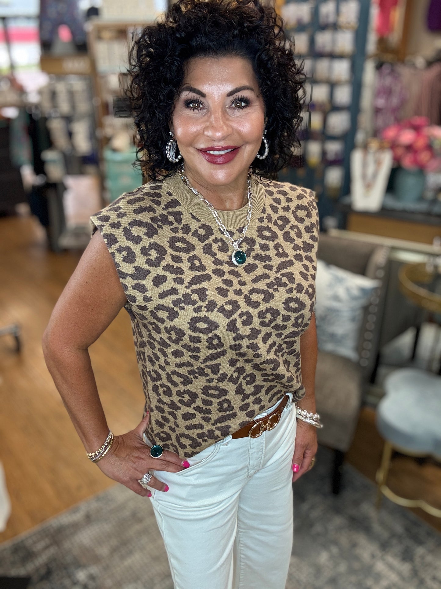 Leopard Sleeveless Sweater