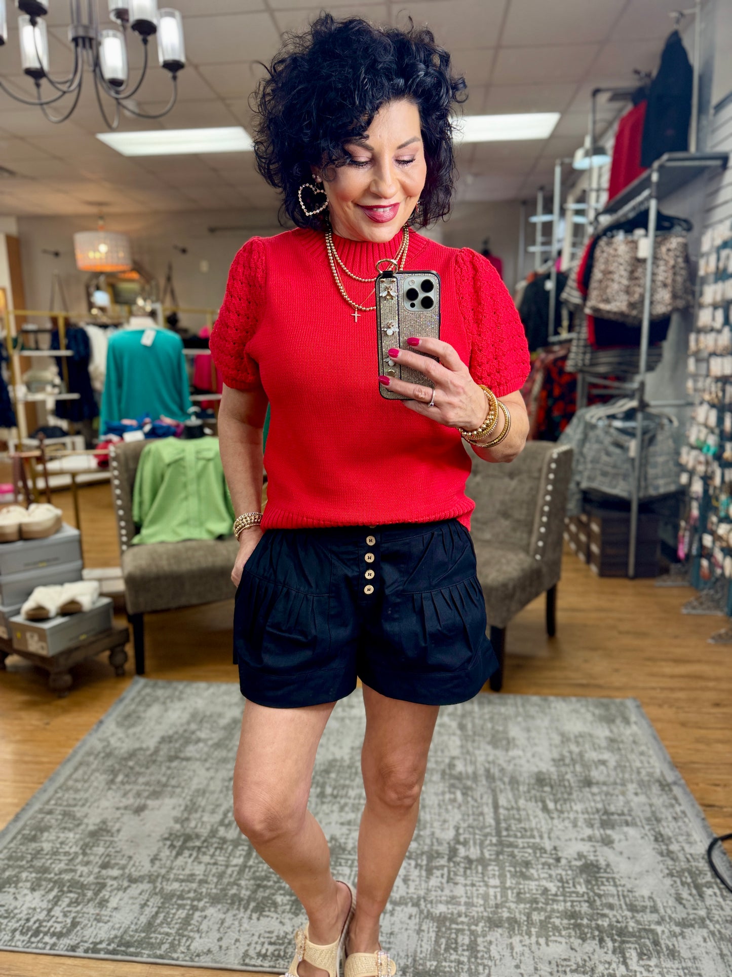 Pinch Button Down Shorts