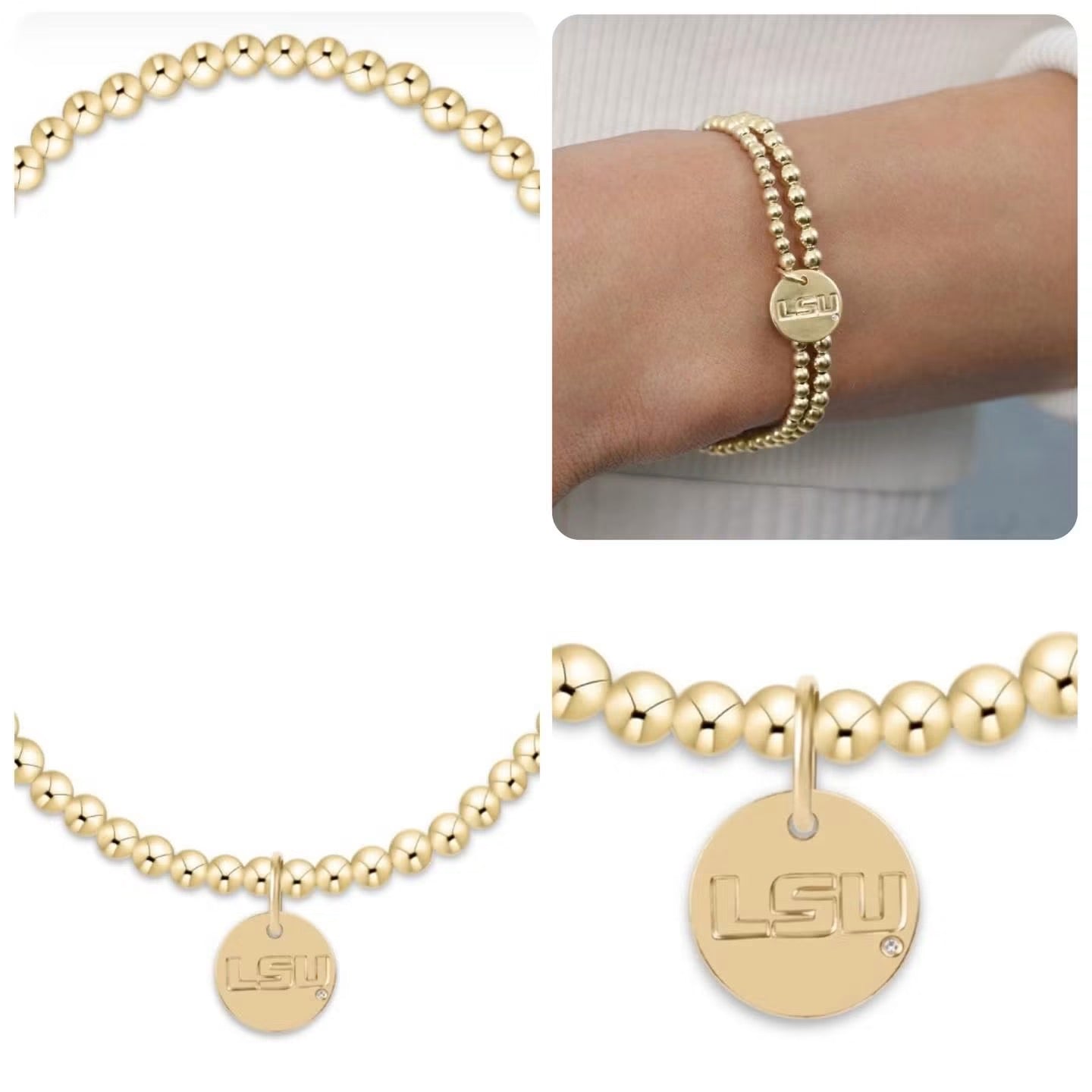 ecollegiate classic gold 3mm bracelet - lsu disc