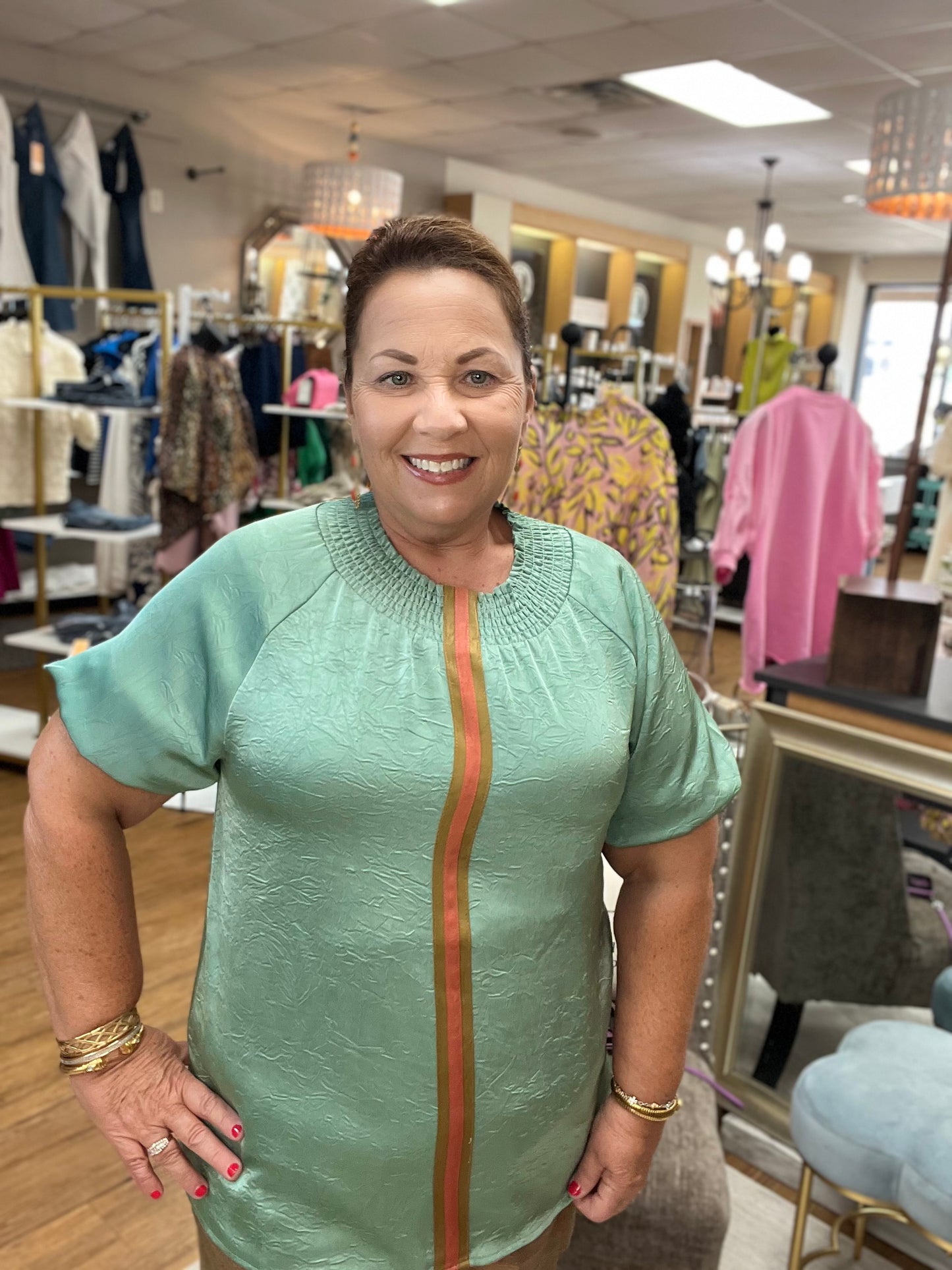 Mock Neck Puff Sleeve Top