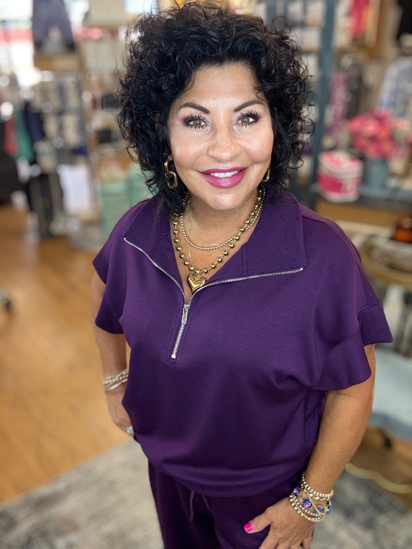 Quarter Zip Short Sleeve Comfy Top