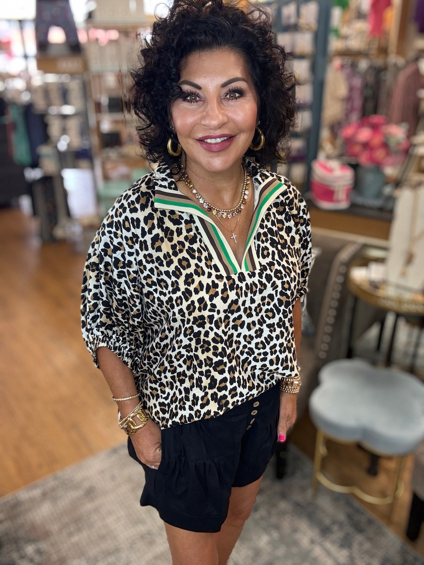 Leopard print high neck