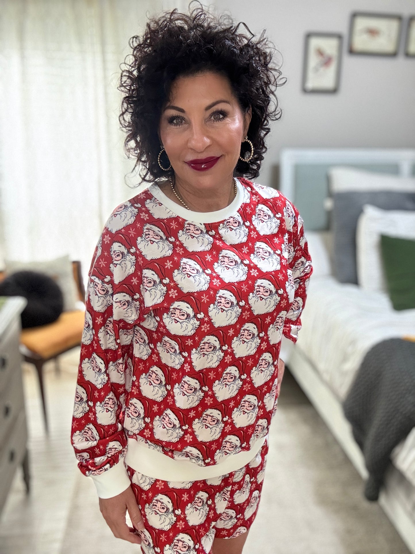 Santa LongSleeve Shorts Lounge Set