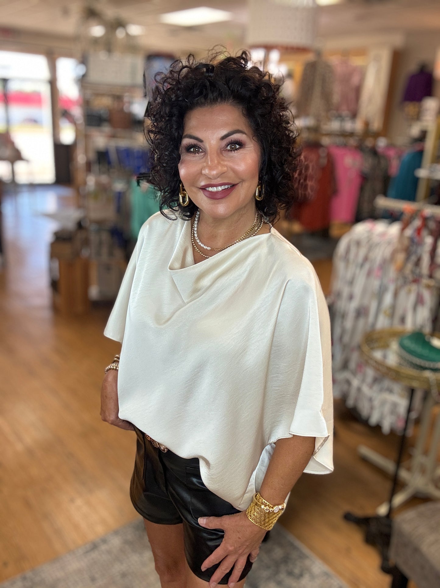 Cowl Neck Elbow Sleeve