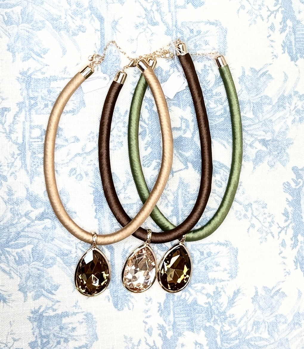Silk Cord Stone Necklace