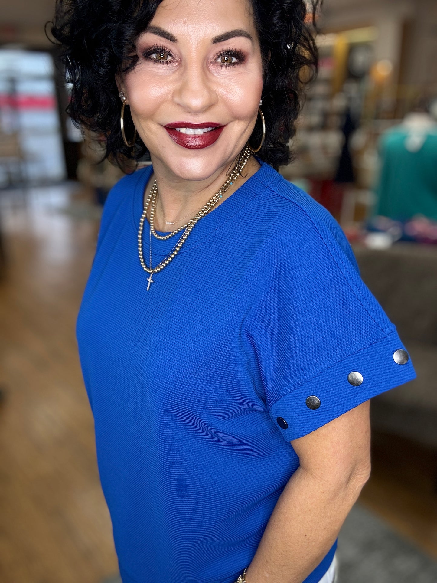 Pull Over Textured Top w/Stud Detail