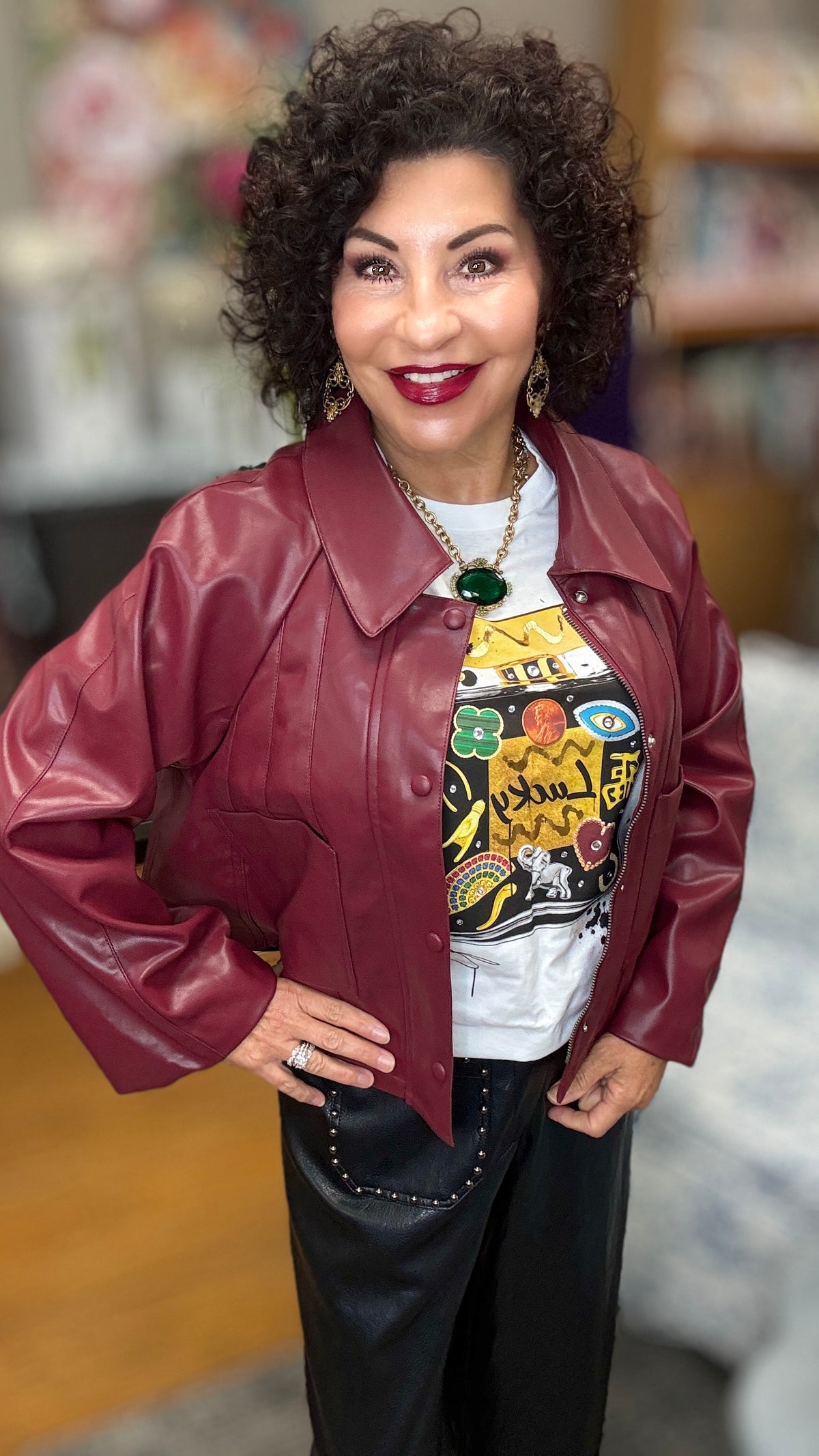 Faux Leather Zip Up Jacket