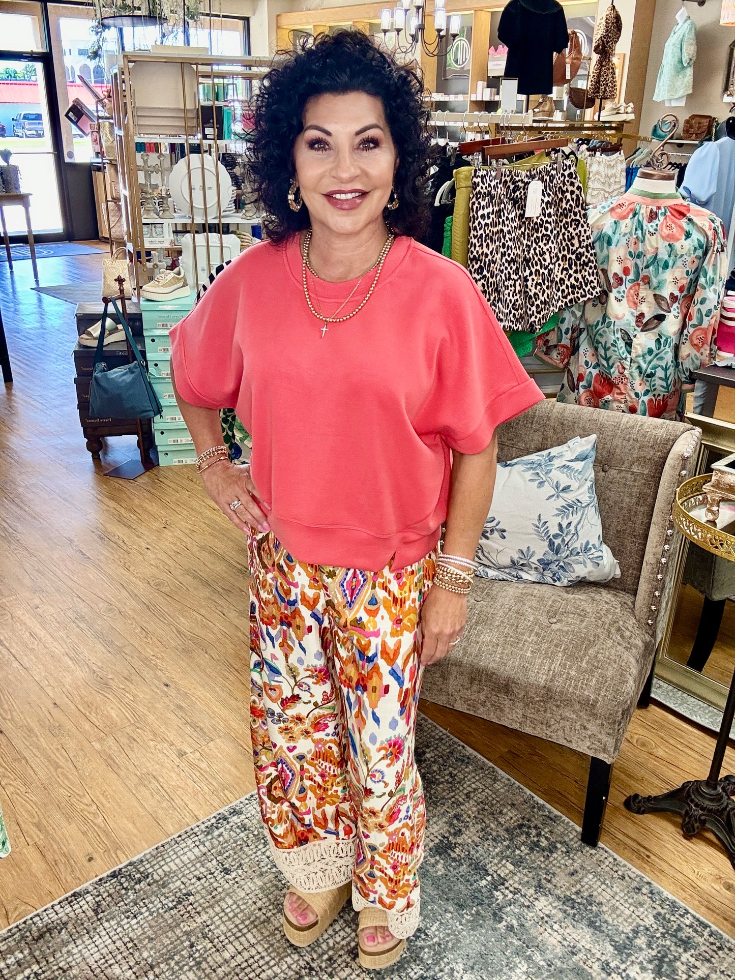 Dolman sleeve crewneck top