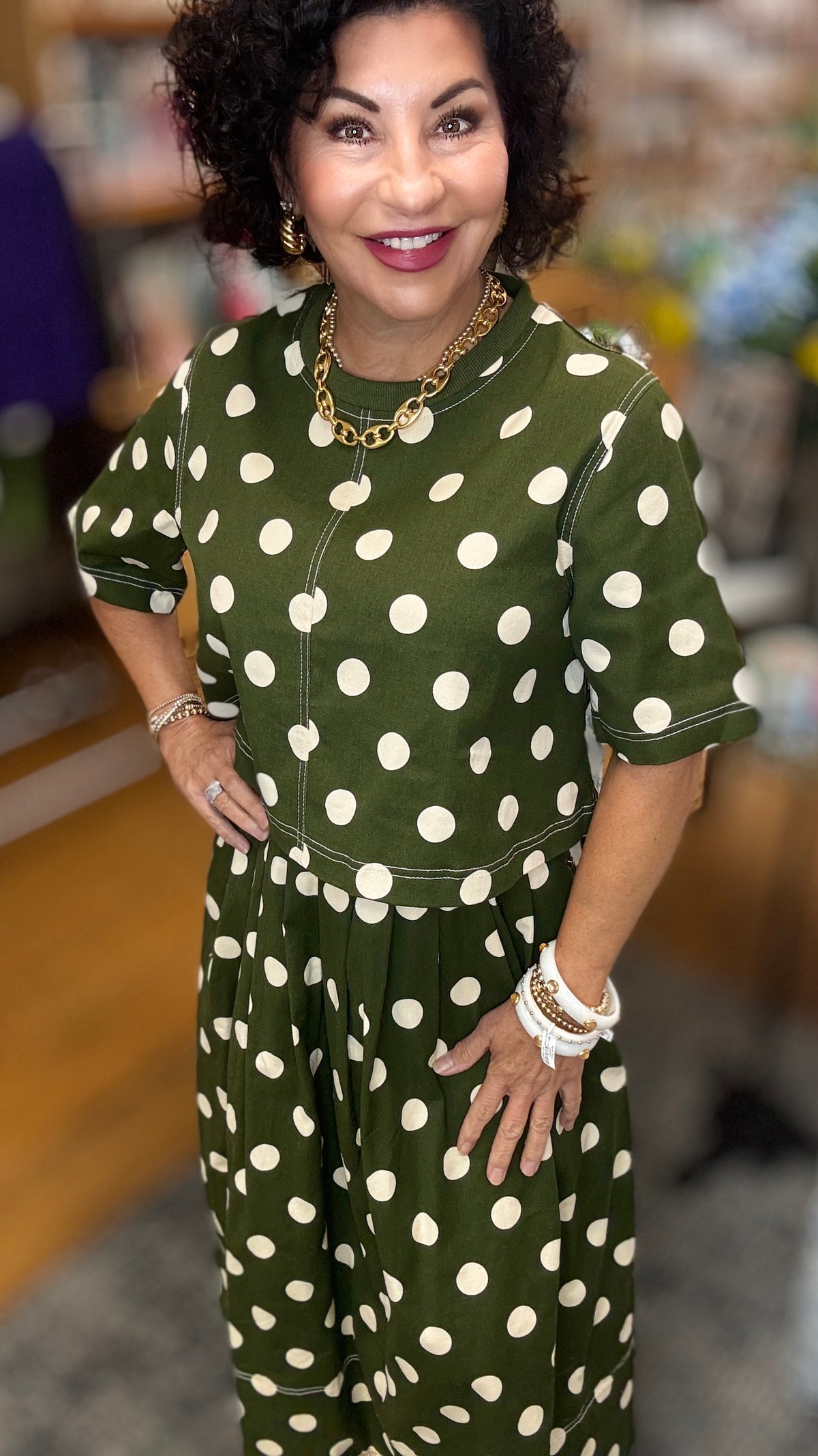 Polka dot midi skirt