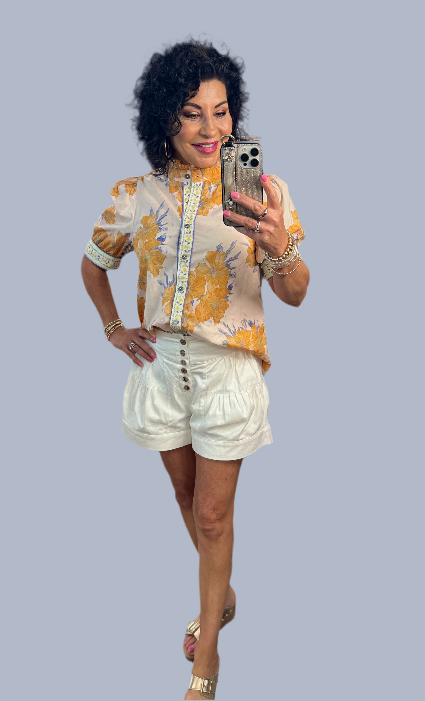 Cinched Button Down Shorts