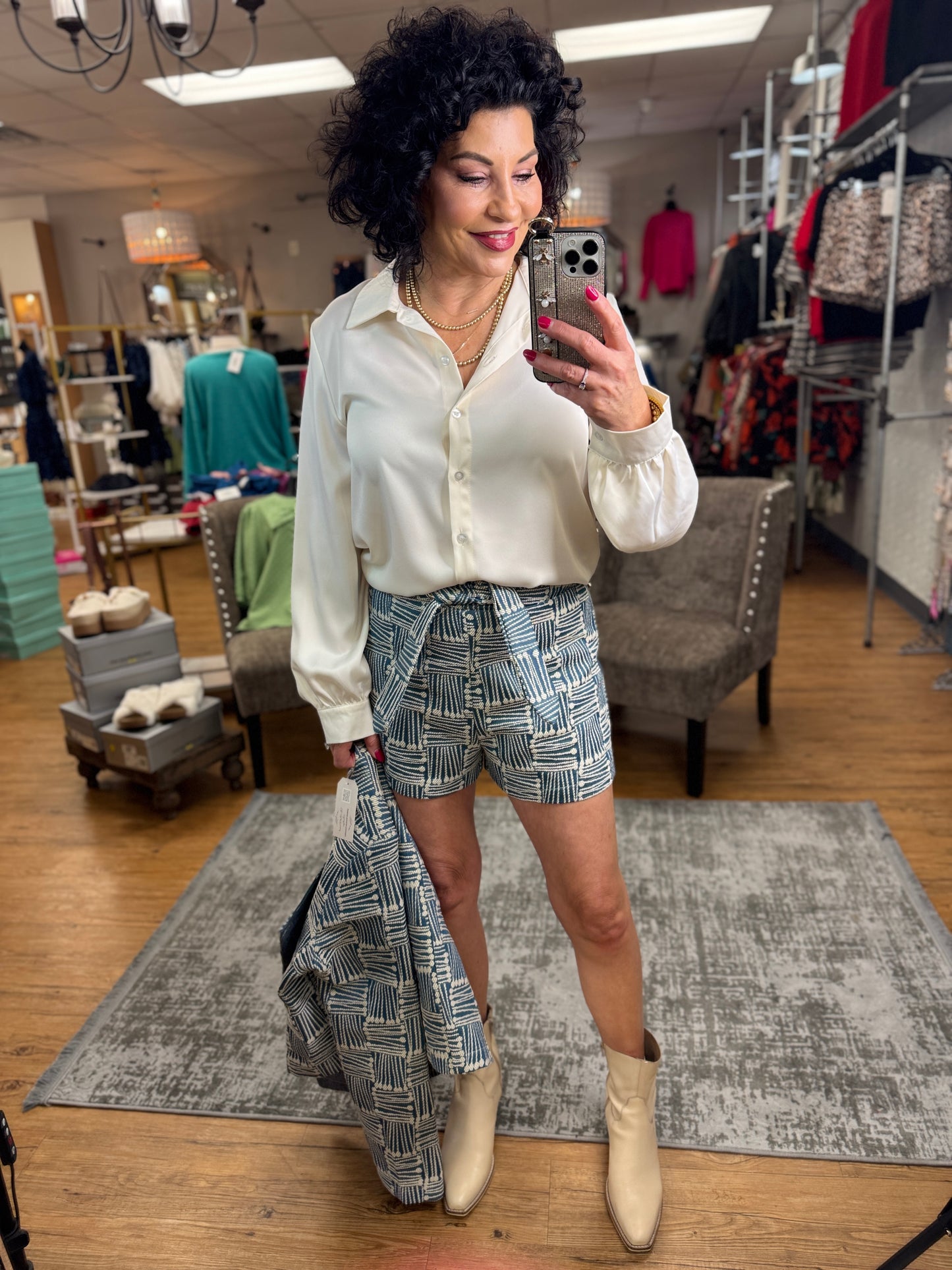 Canvas Grommet Accented Tie Shorts