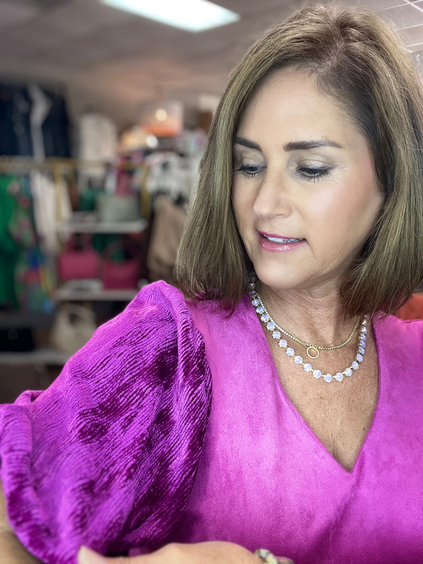Puff Sleeve Velvet Peplum Top