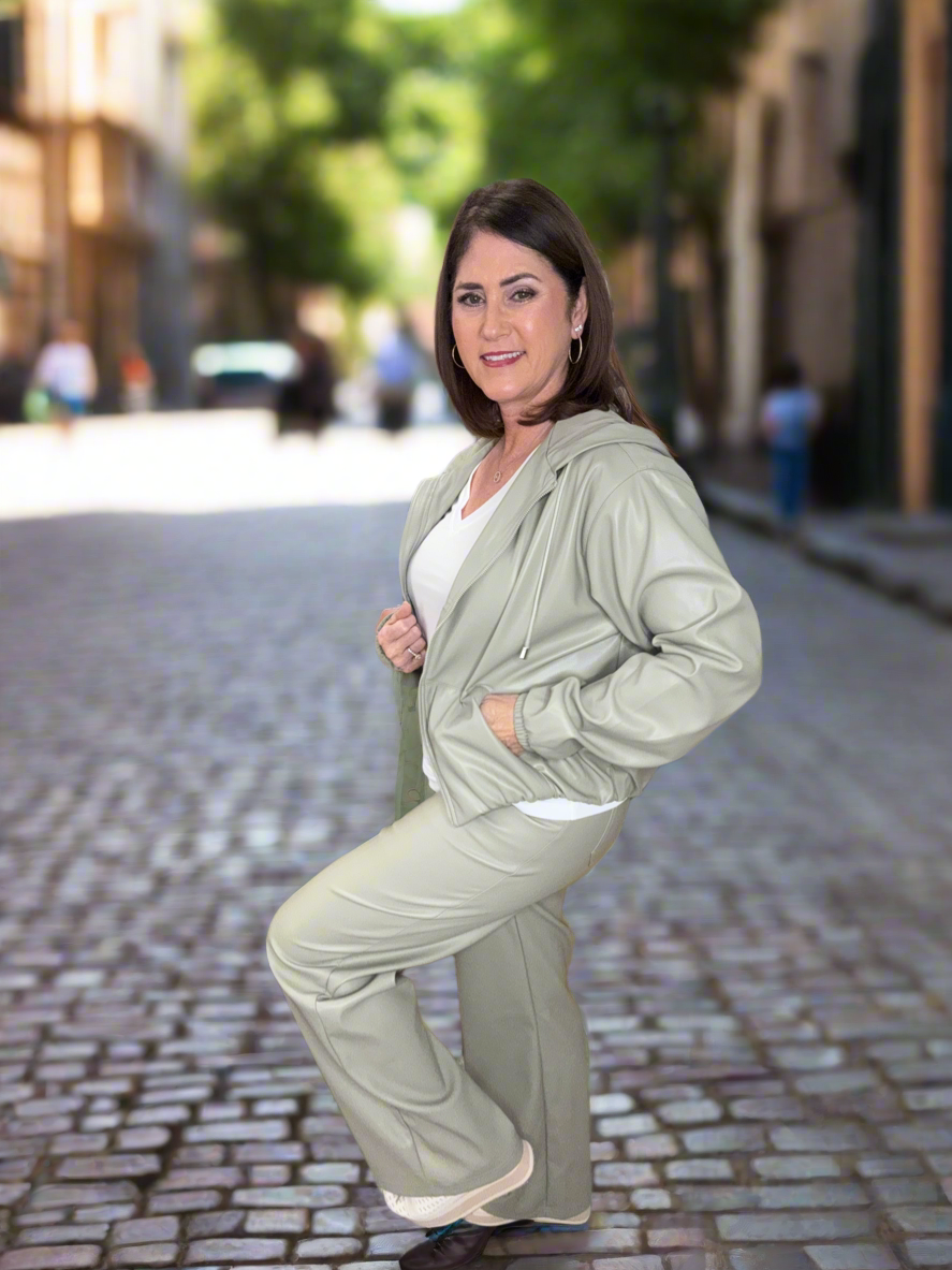 Luxury Faux Leather Straight Leg Pants