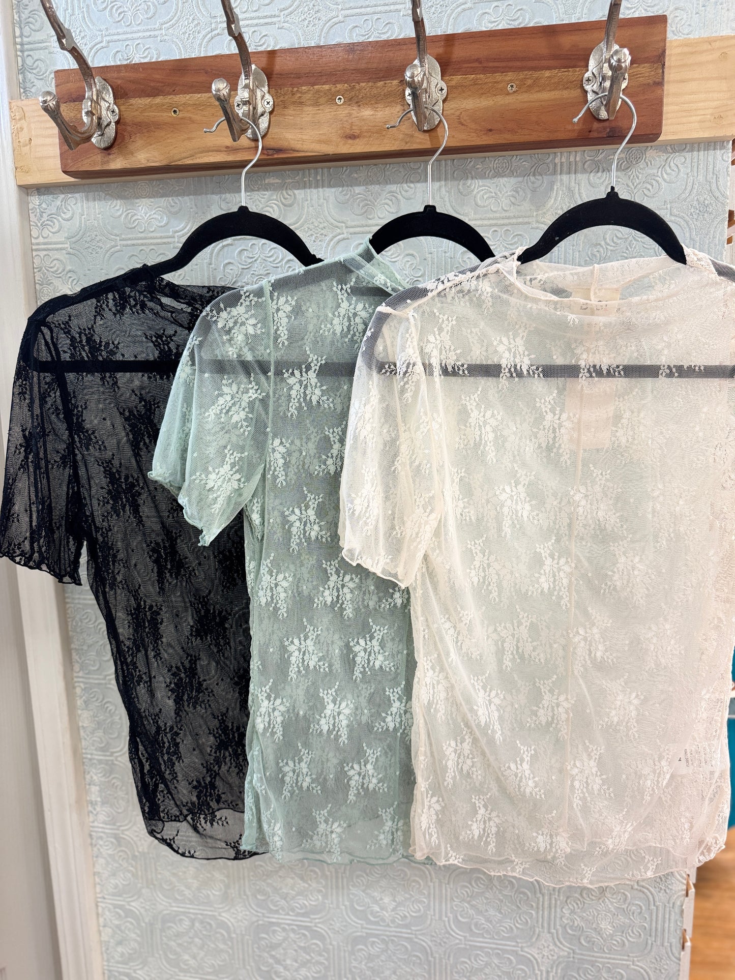 Mesh Lace Short Sleeve Top