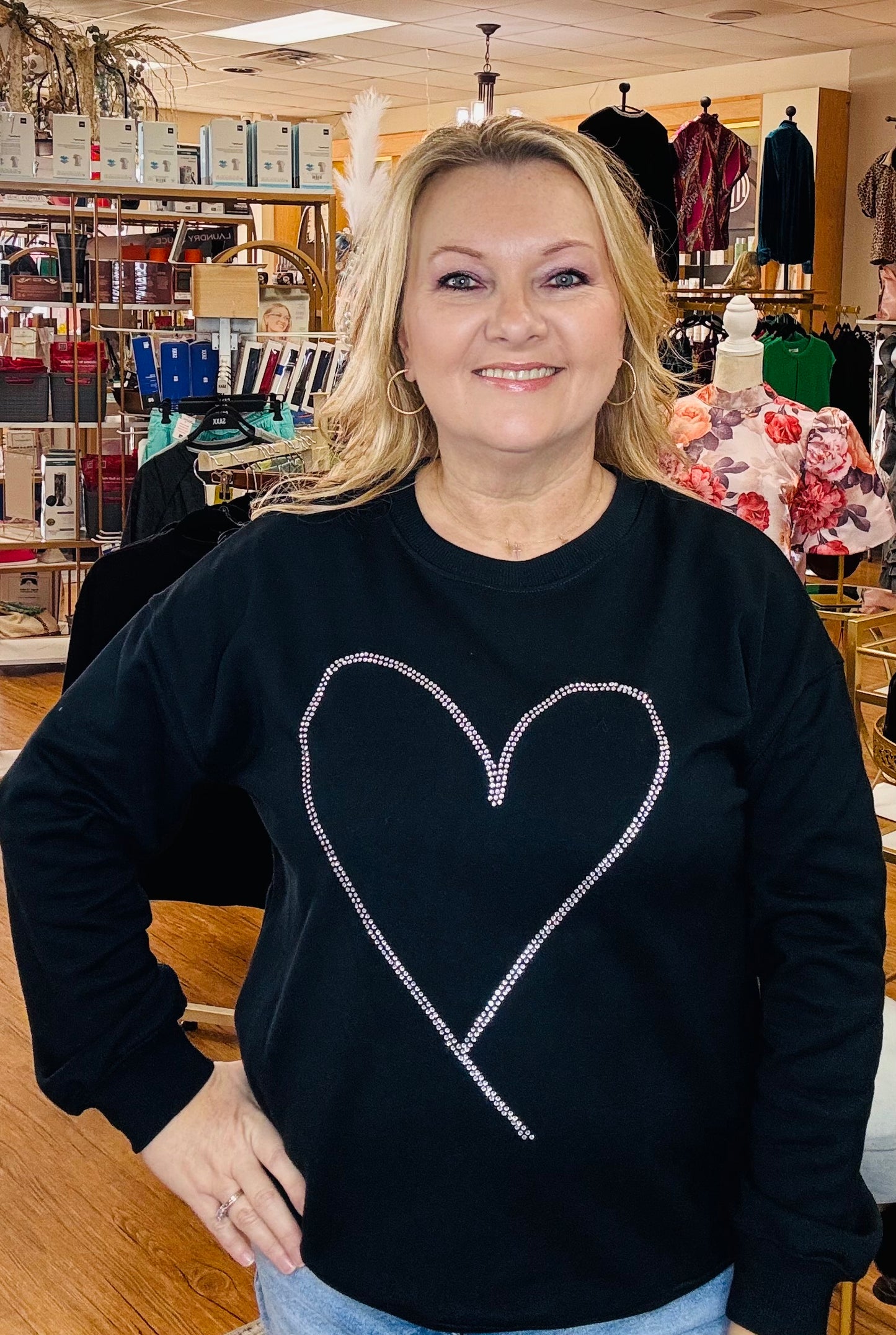 Rhinestone Heart Sweatshirt