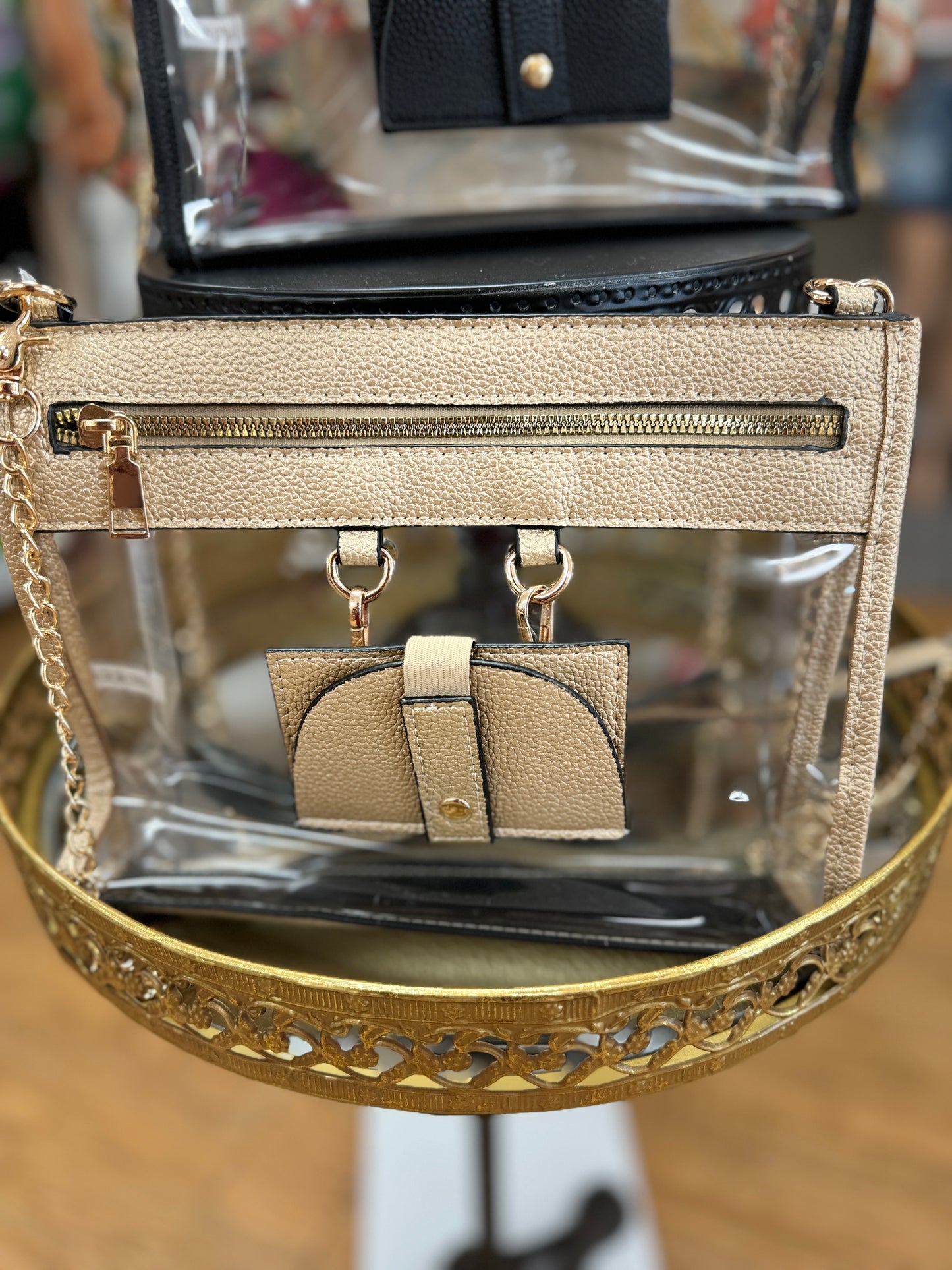 Rectangle Clear Bag w/Zipper Front & Wallet Attached