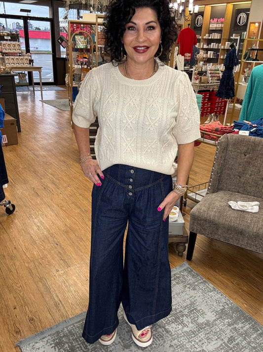 Pants W/Button Front Detail Ruffle Legs