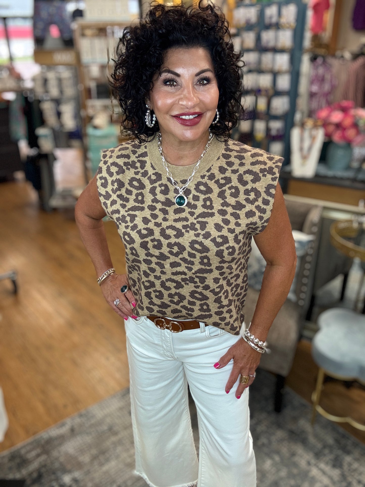 Leopard Sleeveless Sweater