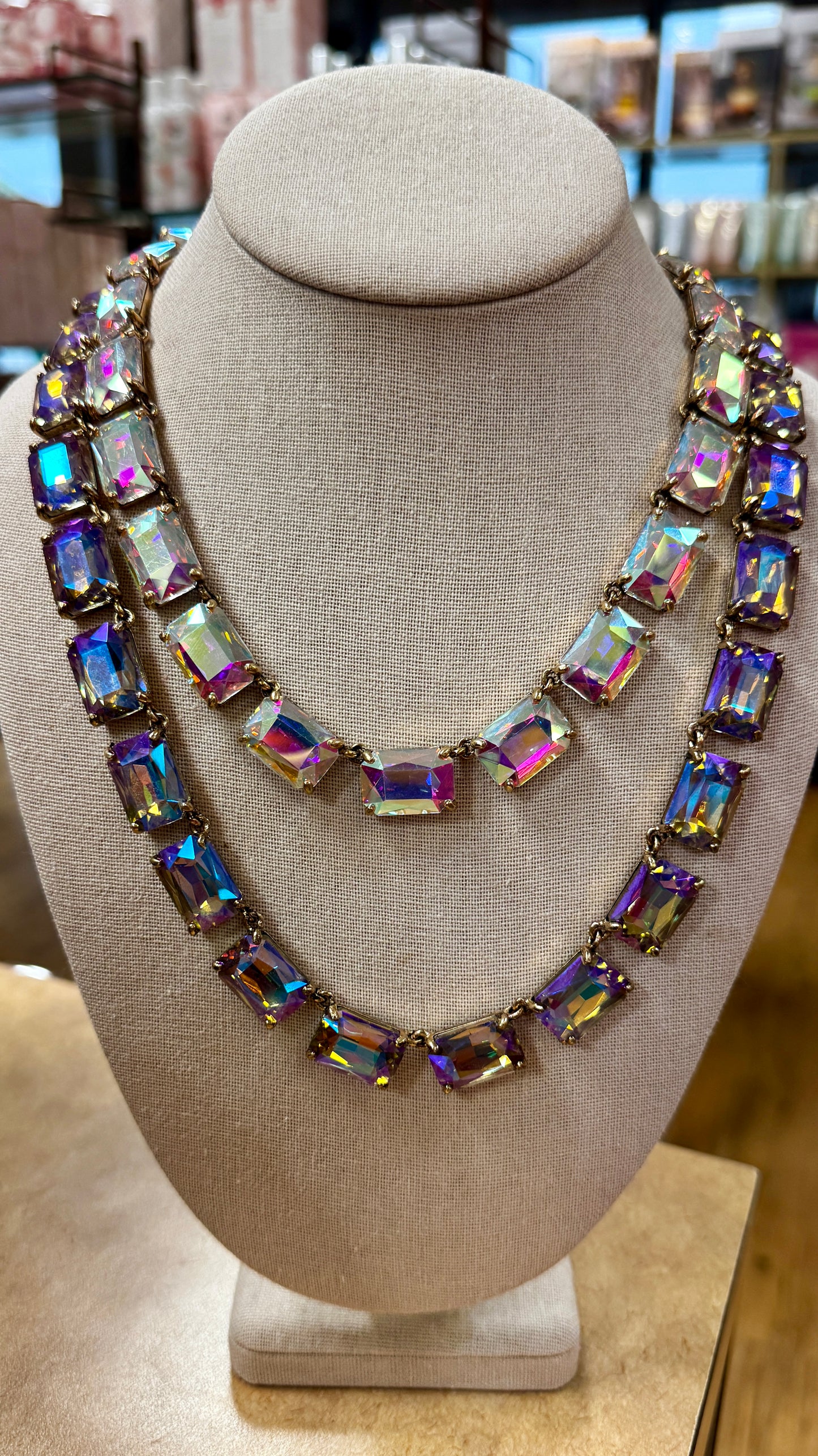 Square Crystal Stack Necklace