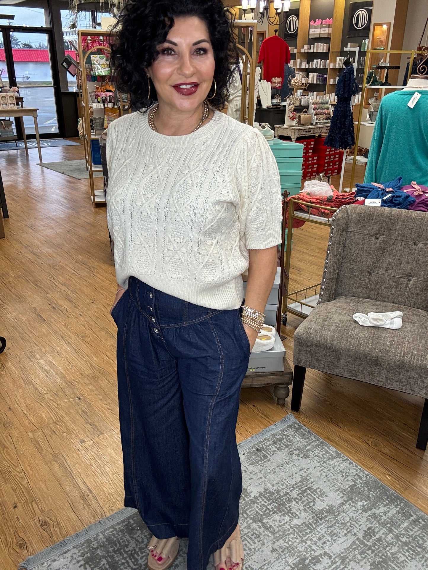 Pants W/Button Front Detail Ruffle Legs
