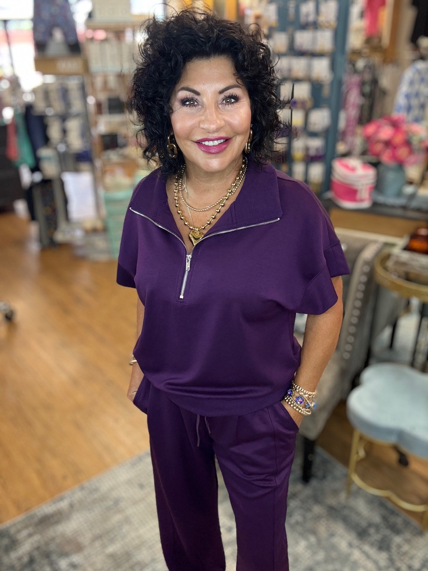 Quarter Zip Short Sleeve Comfy Top