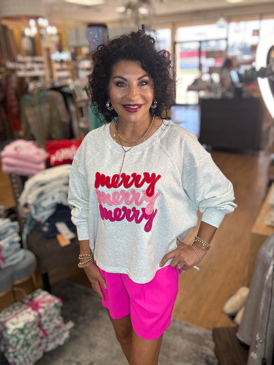 Merry Merry Merry Embroidered Sweatshirt