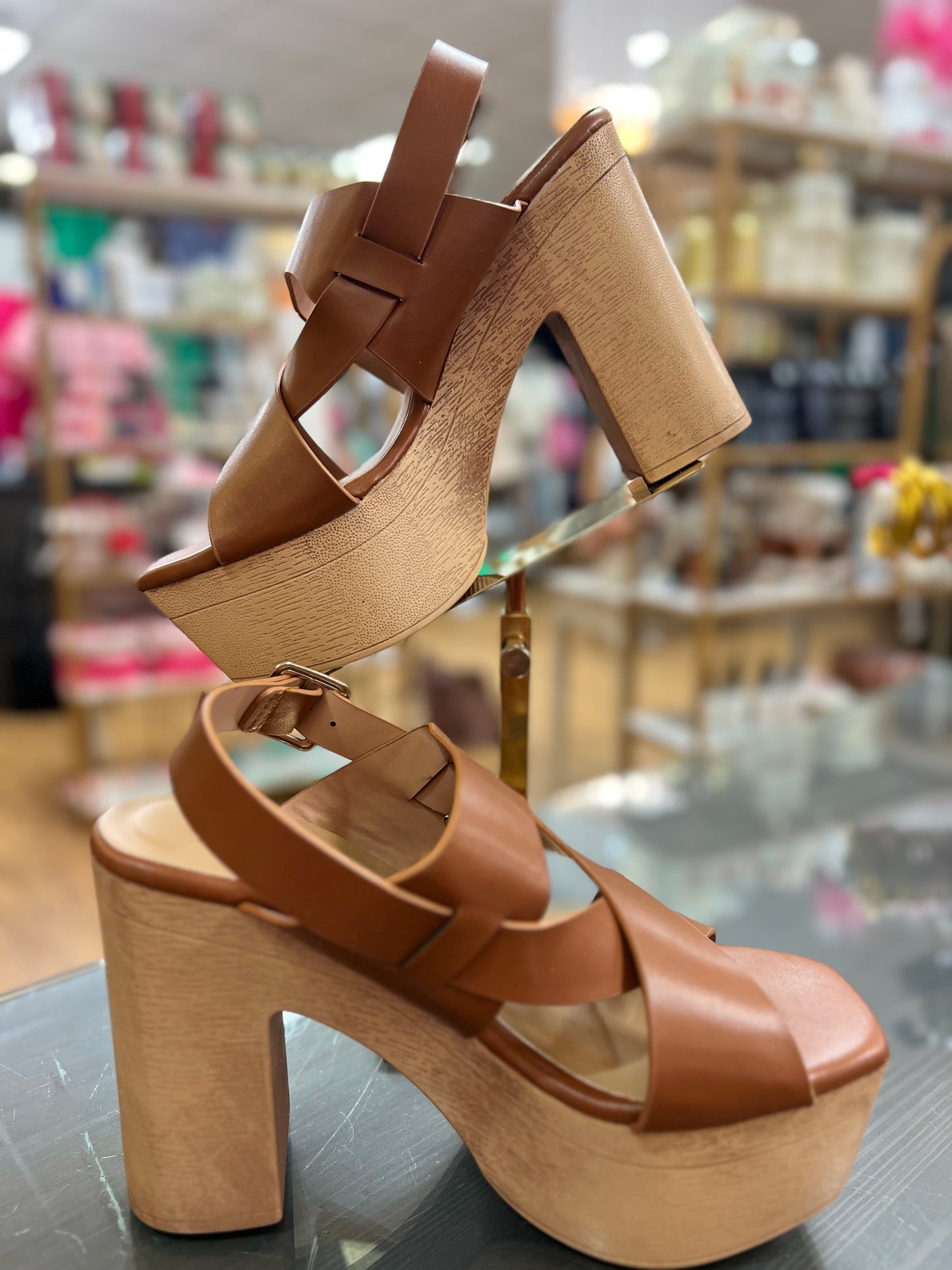 WOMENS CRISSCROSS PLATFORM CHUNKY SHOES