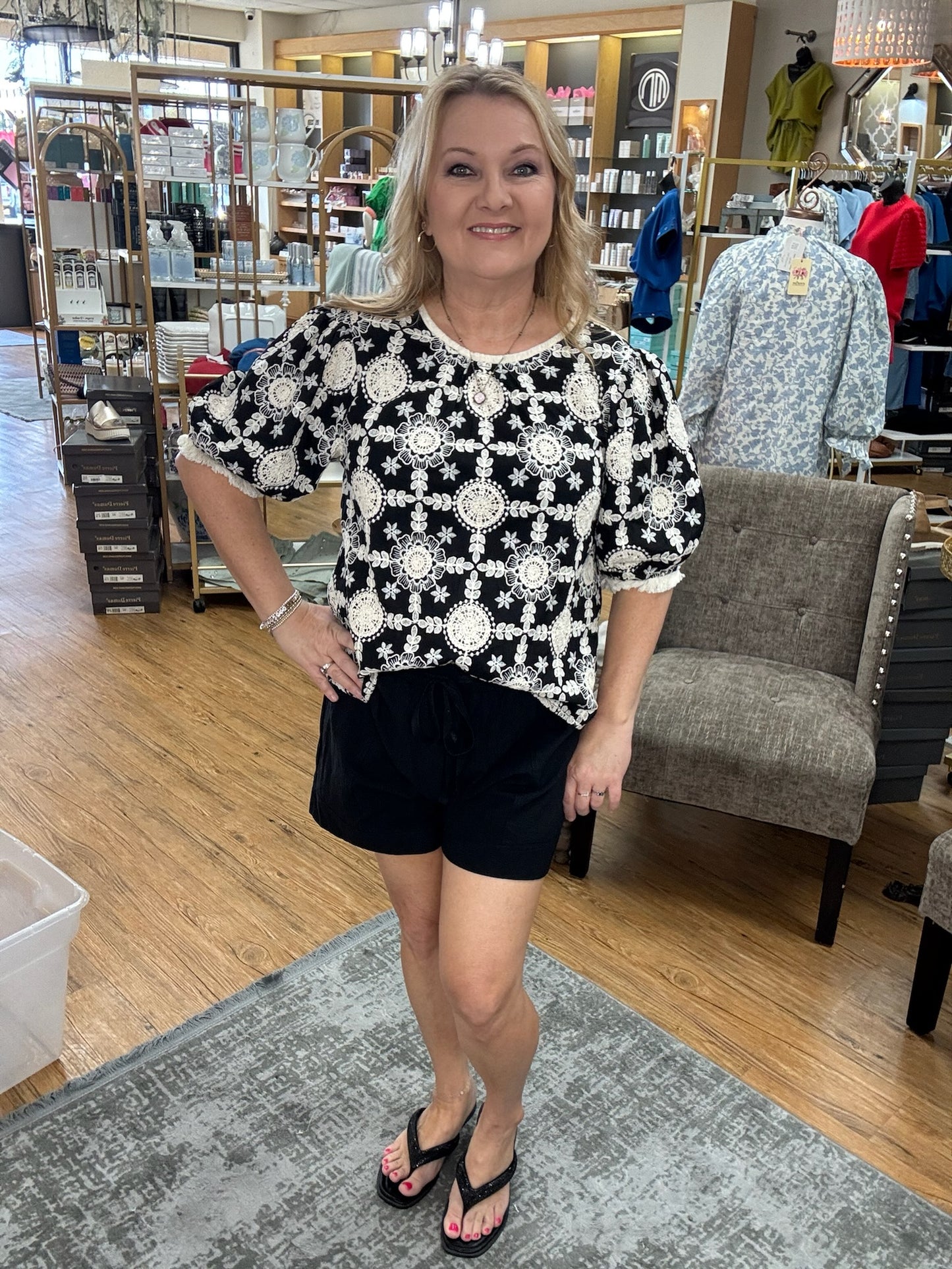 Embroidered Cotton Fringe Deatiled Top