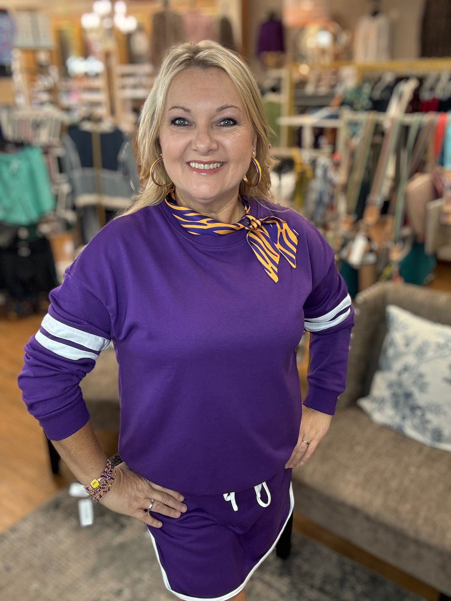 Varsity Stripe Long Sleeve Skort Set