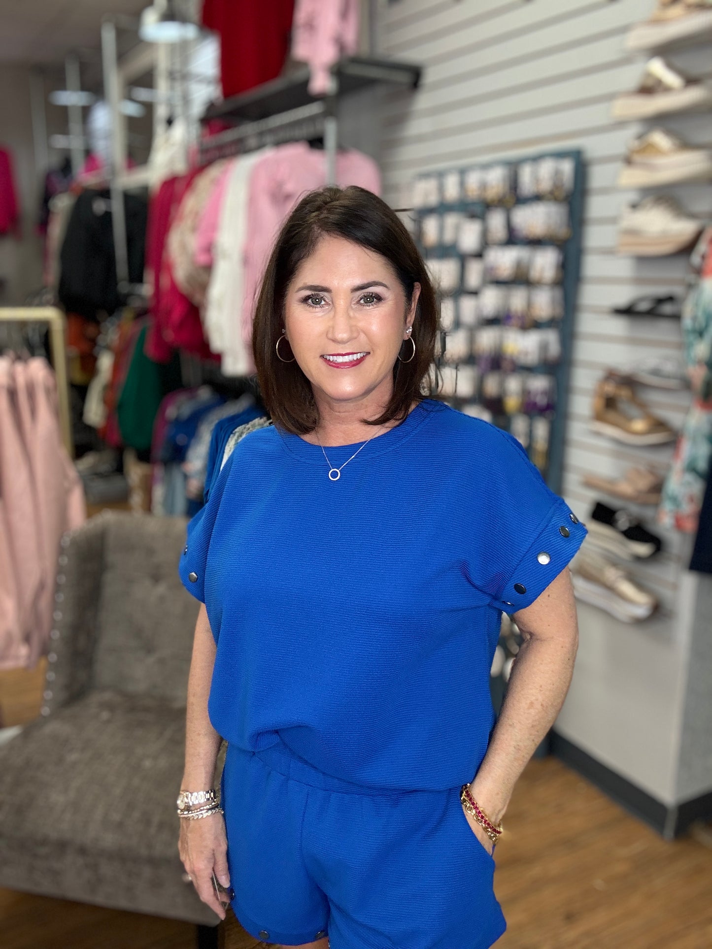 Textured shorts with studs