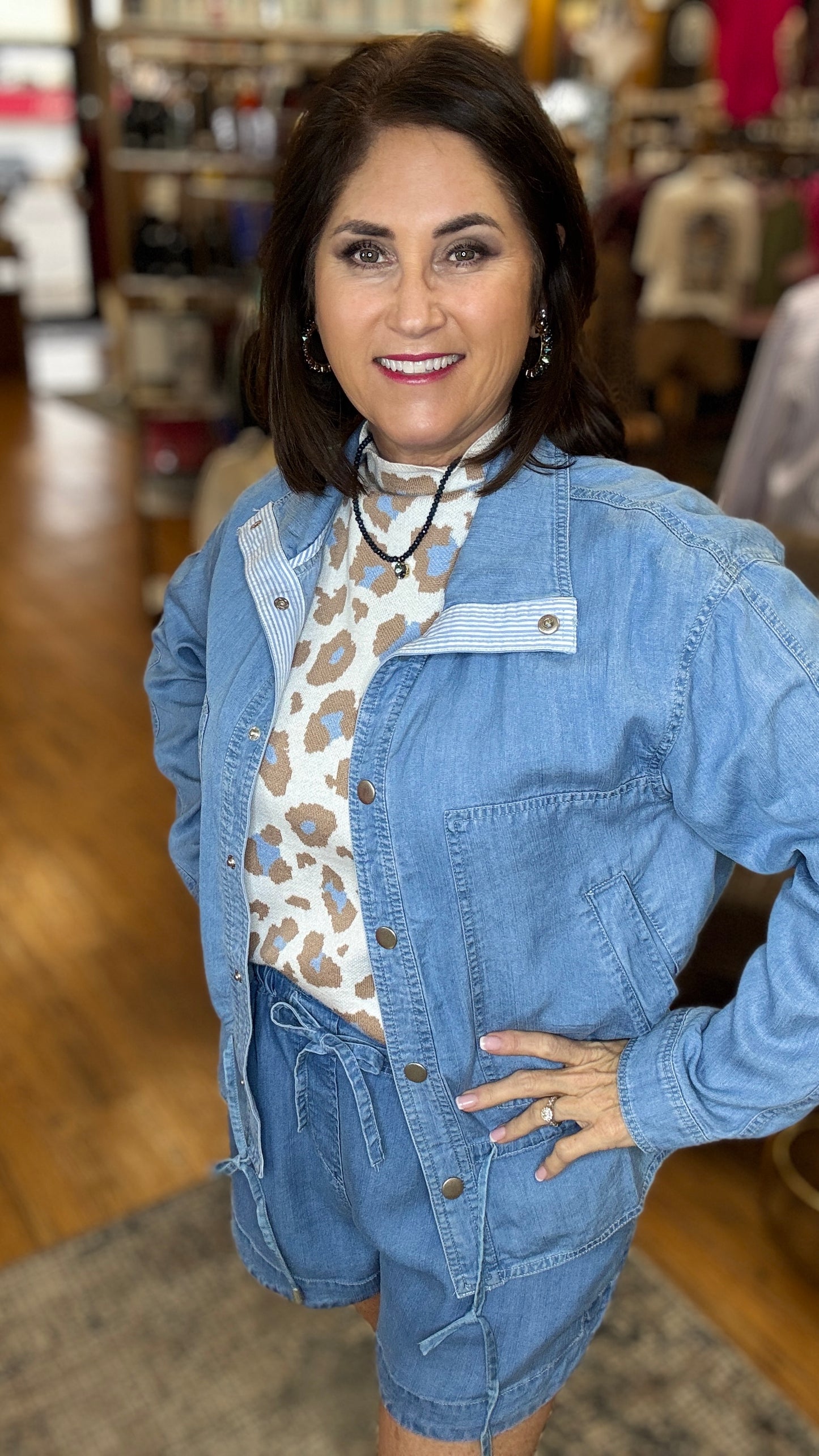 Washed Tencel Jacket w/snap and drawstring