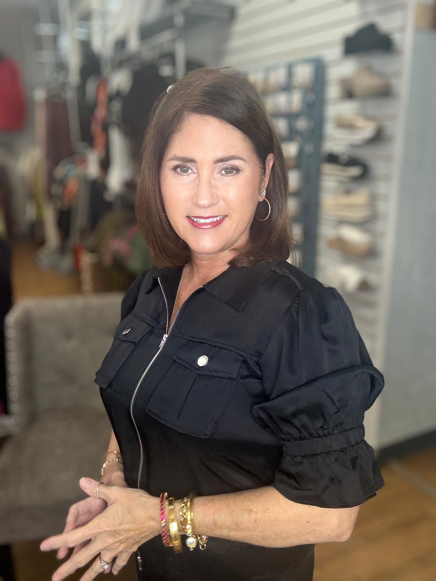 Zip-up Front Pocket Satin Jacket