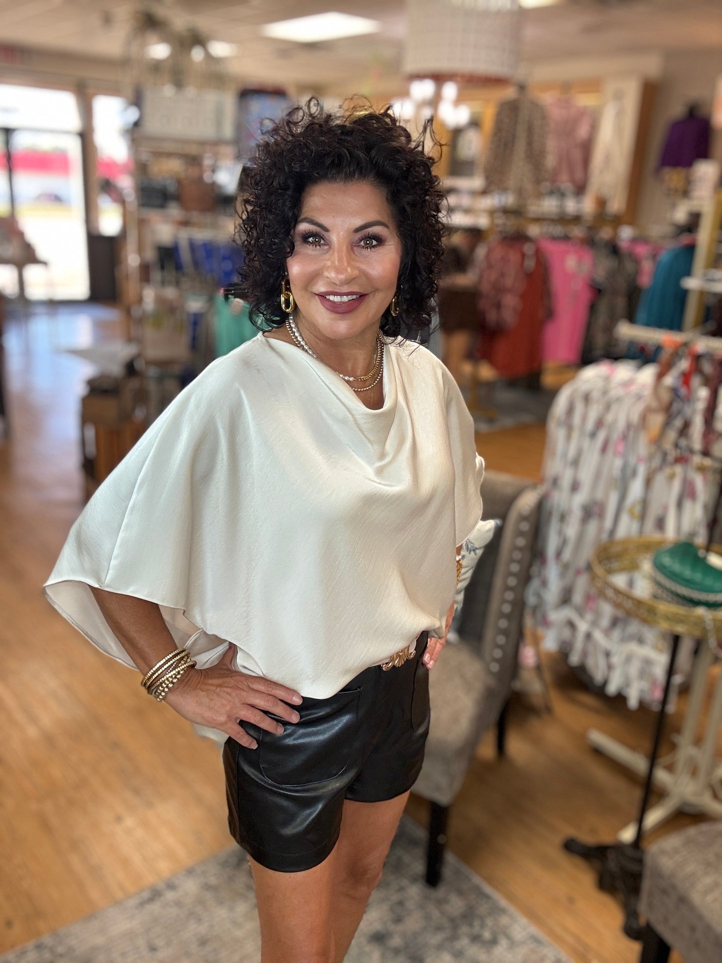 Cowl Neck Elbow Sleeve