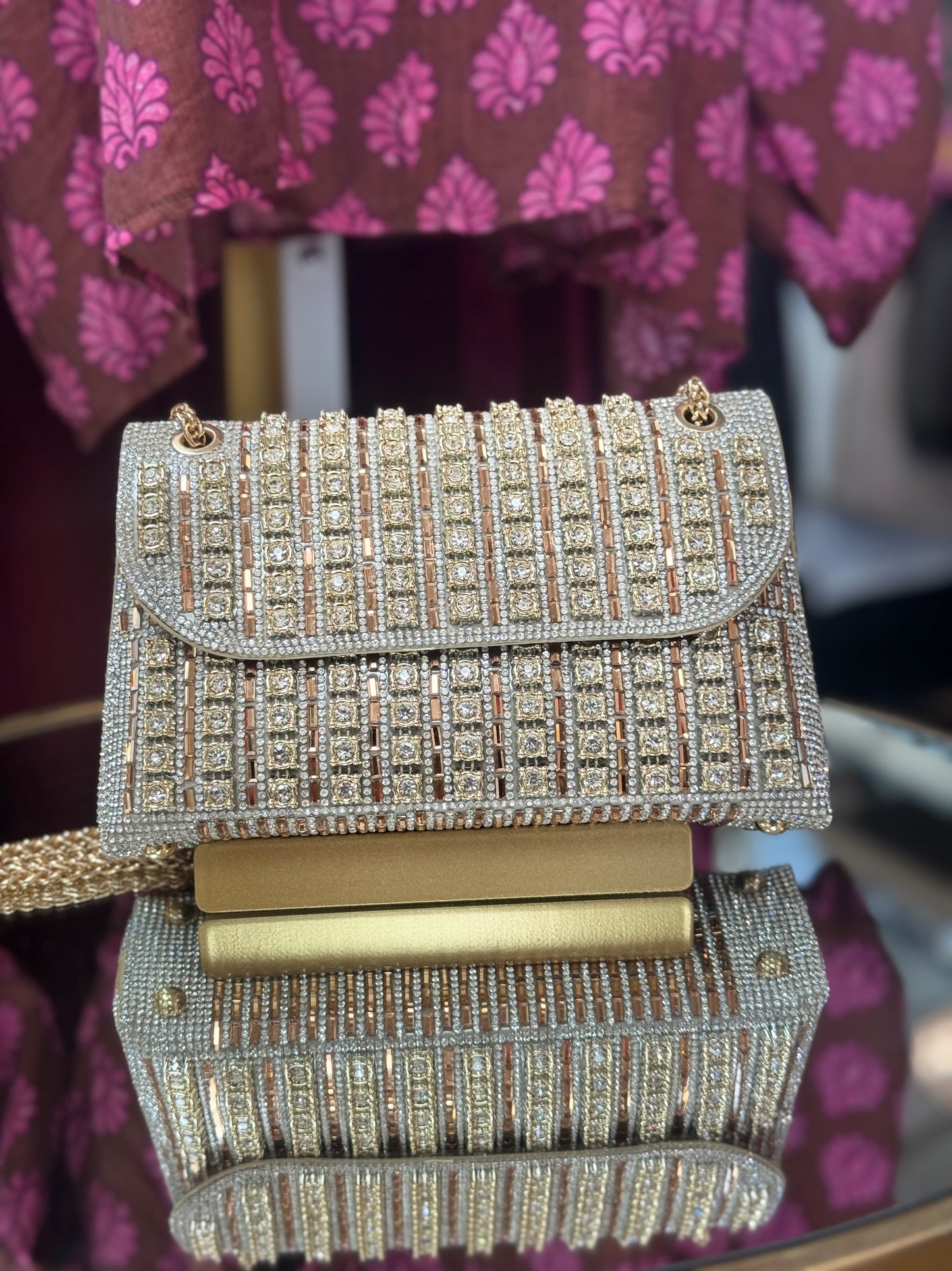 Gold & Silver Fold over Hang Bag