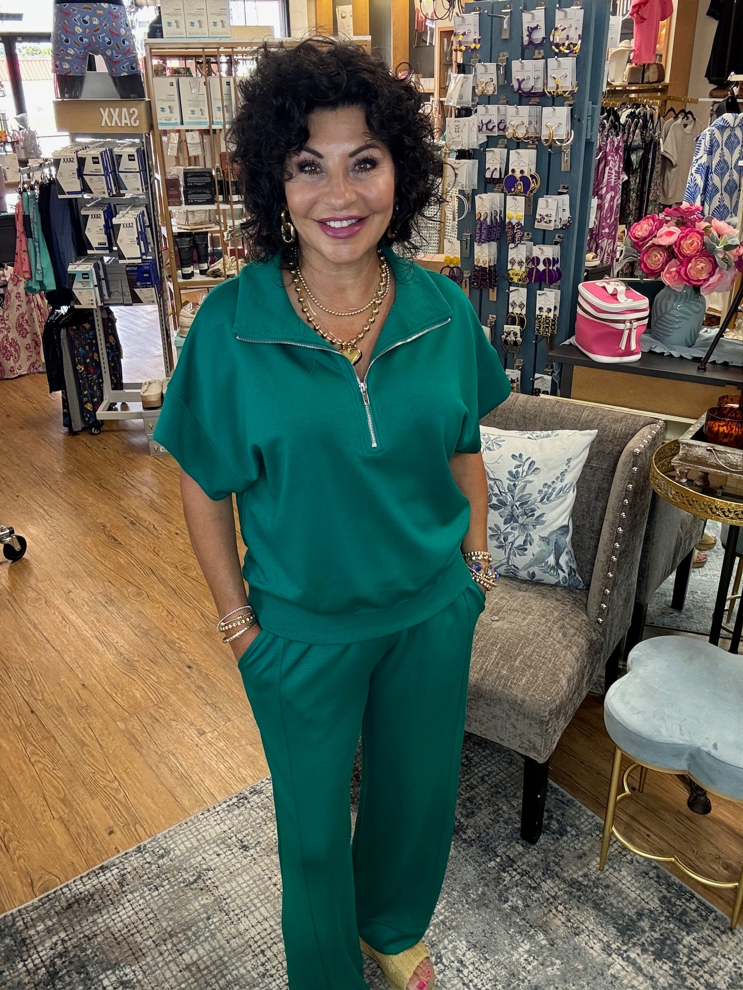 Quarter Zip Short Sleeve Comfy Top
