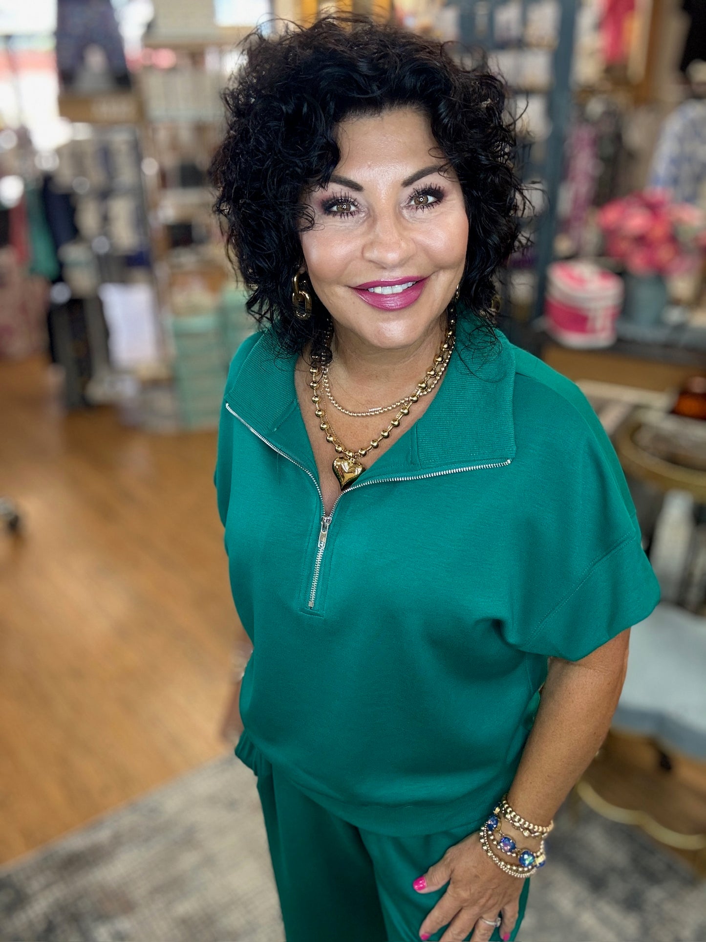 Quarter Zip Short Sleeve Comfy Top
