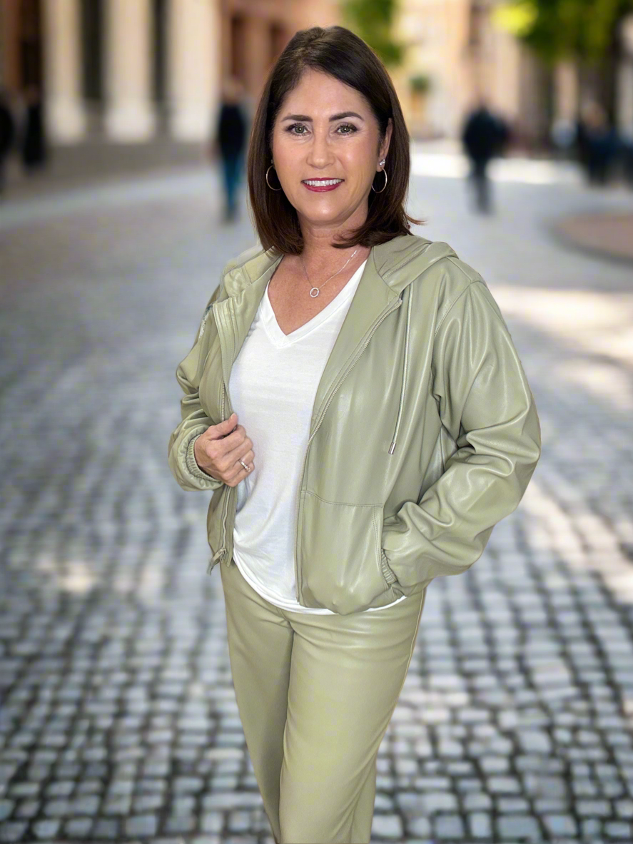 Luxury Faux Leather Straight Leg Pants