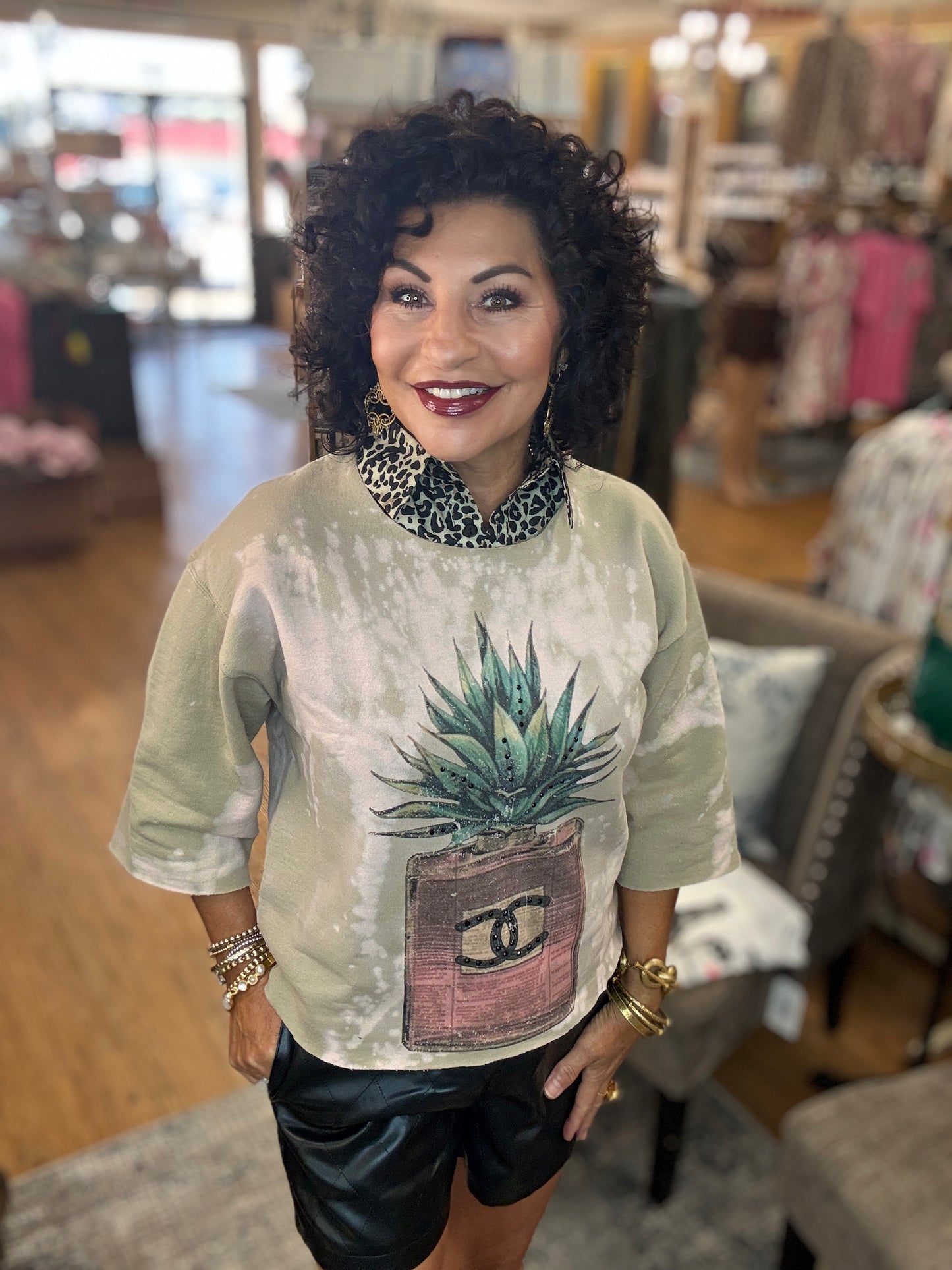 3/4 sleeve sweatshirt hi/lo