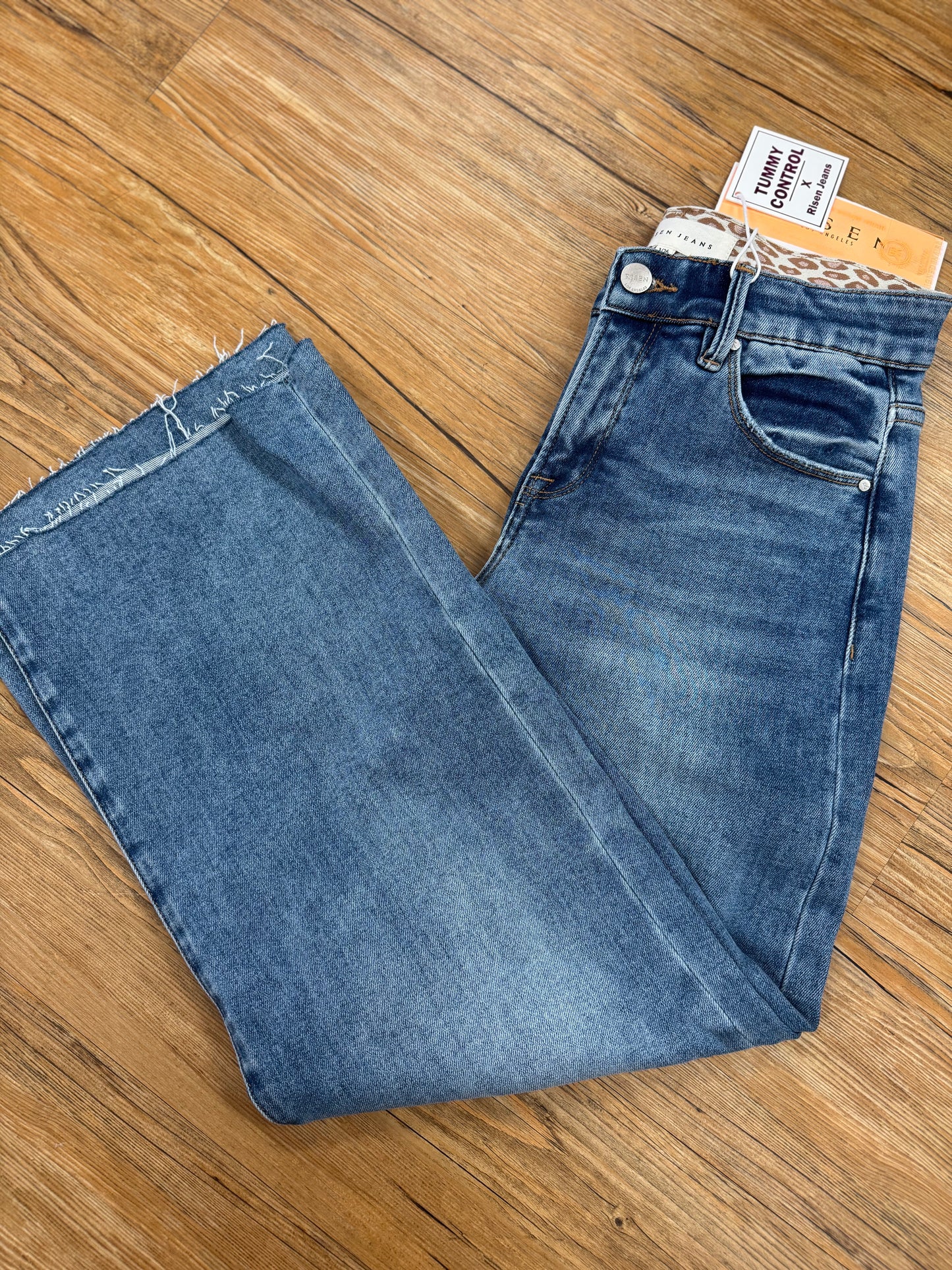 Tummy Control Mid Rise Crop Wide Jeans