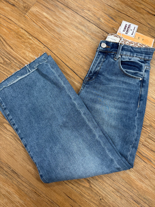 Tummy Control Mid Rise Crop Wide Jeans