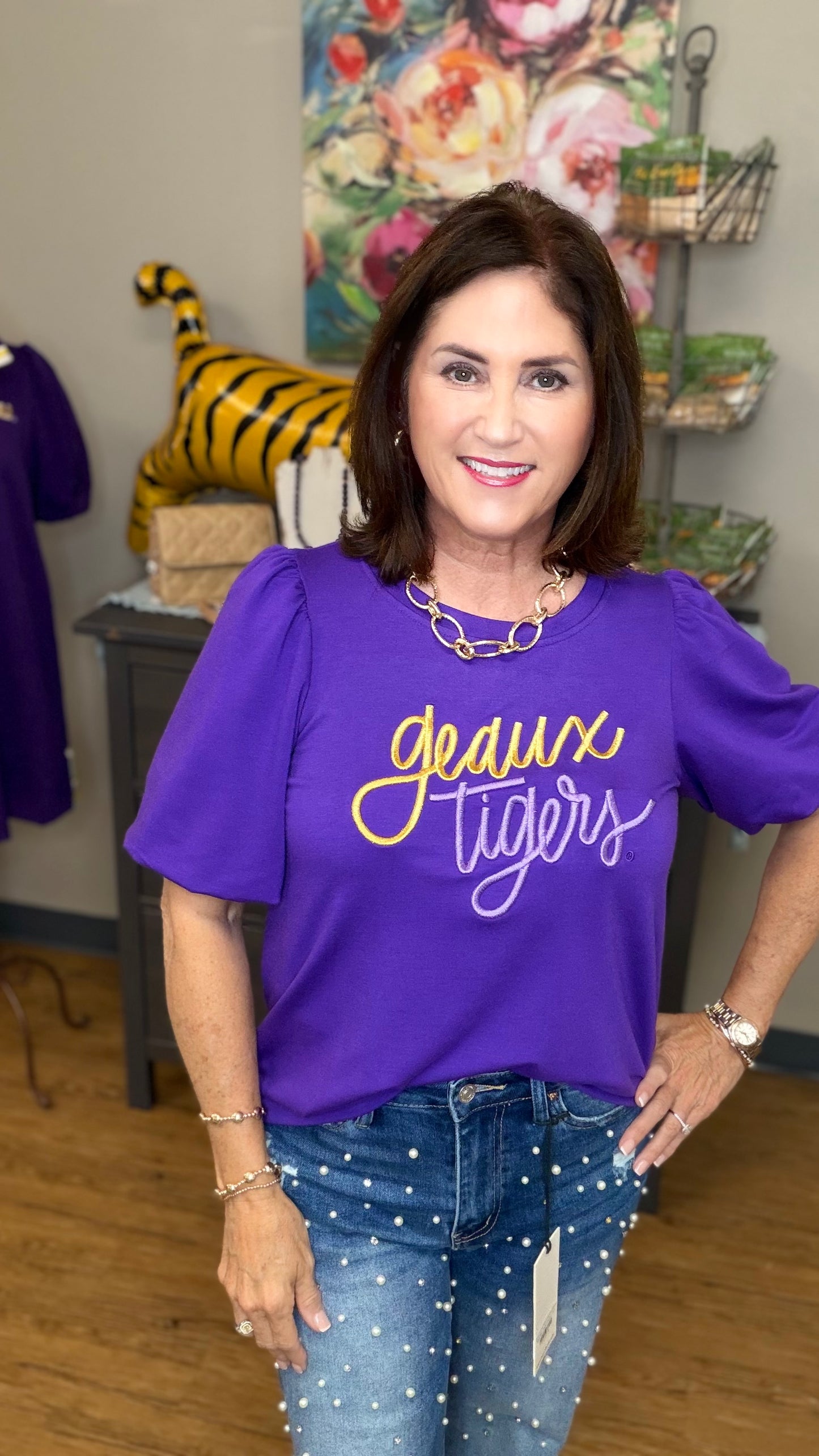 Tina Geaux Tigers ShortSleeve Top
