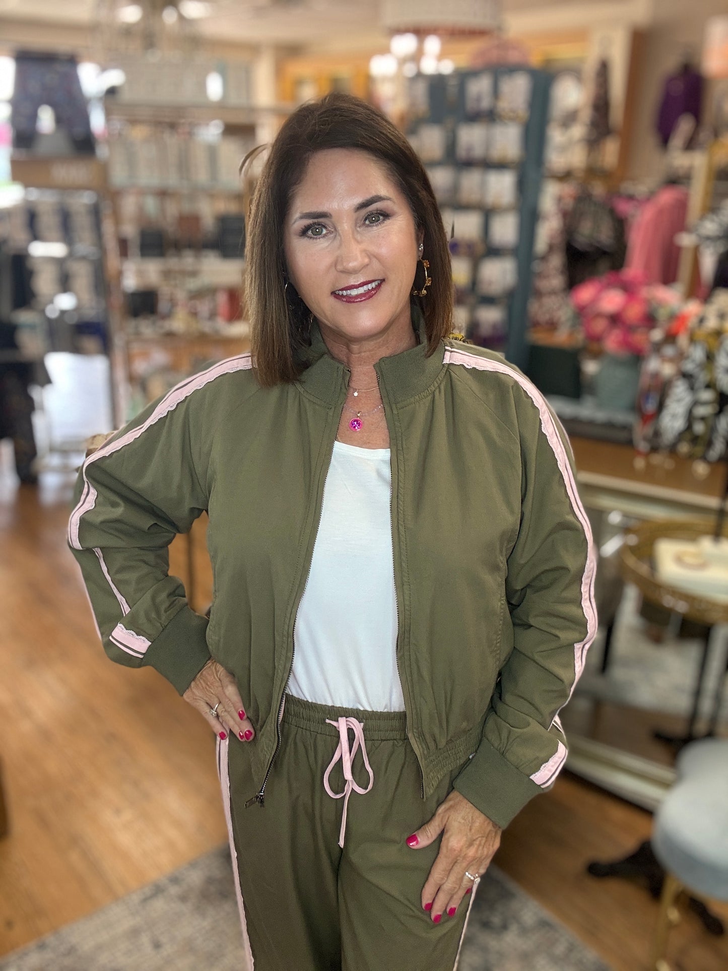 Lace Trim Zip up Jacket