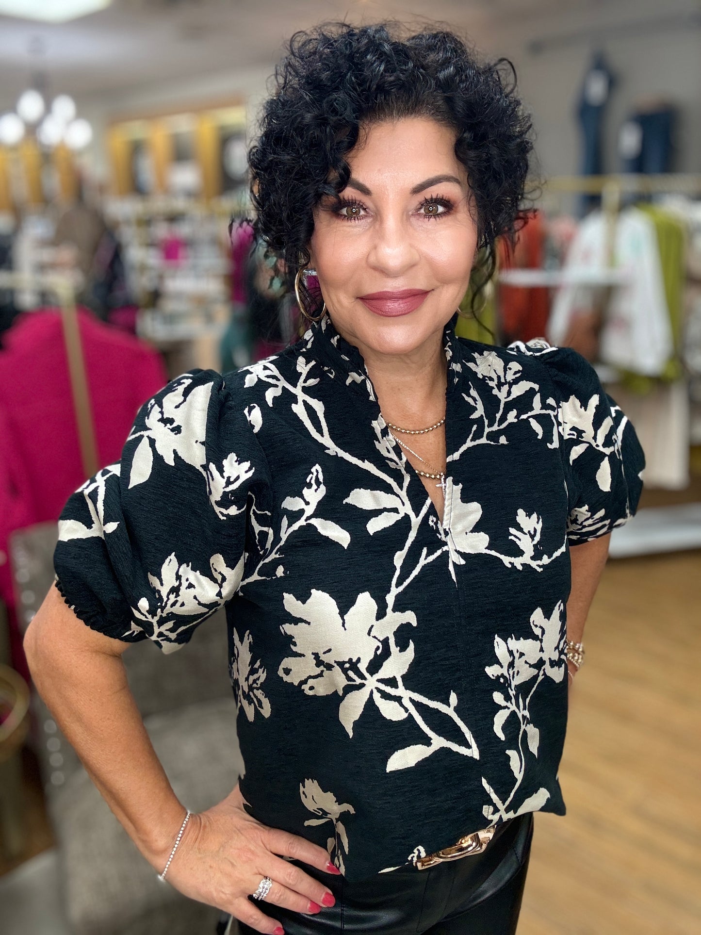 Chenille Puff Sleeve Top