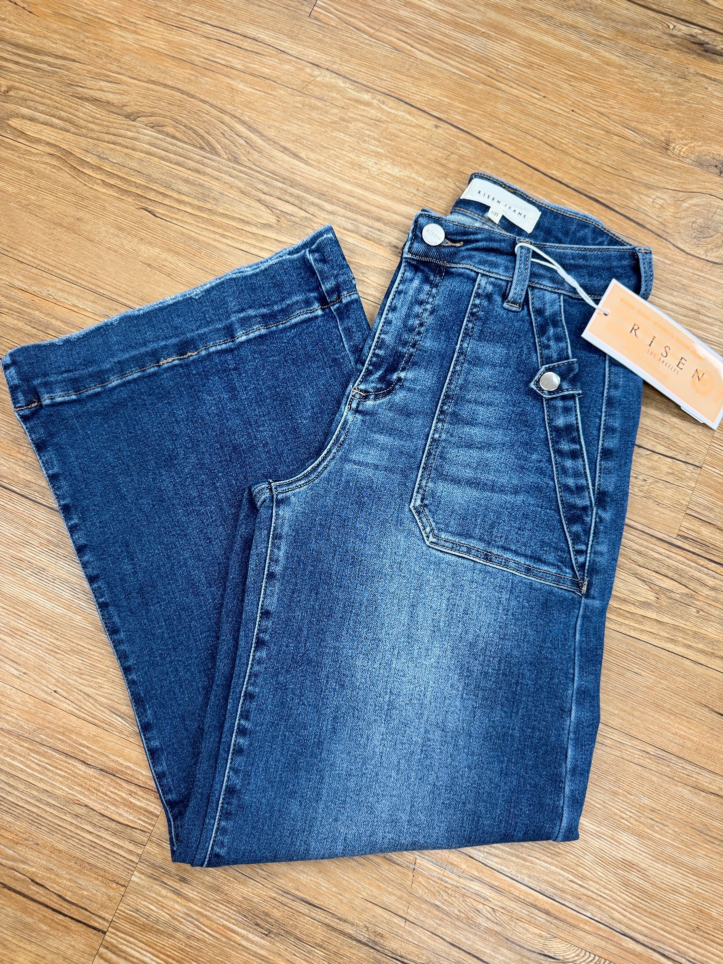 High Rise Ankle Wide Leg Jean