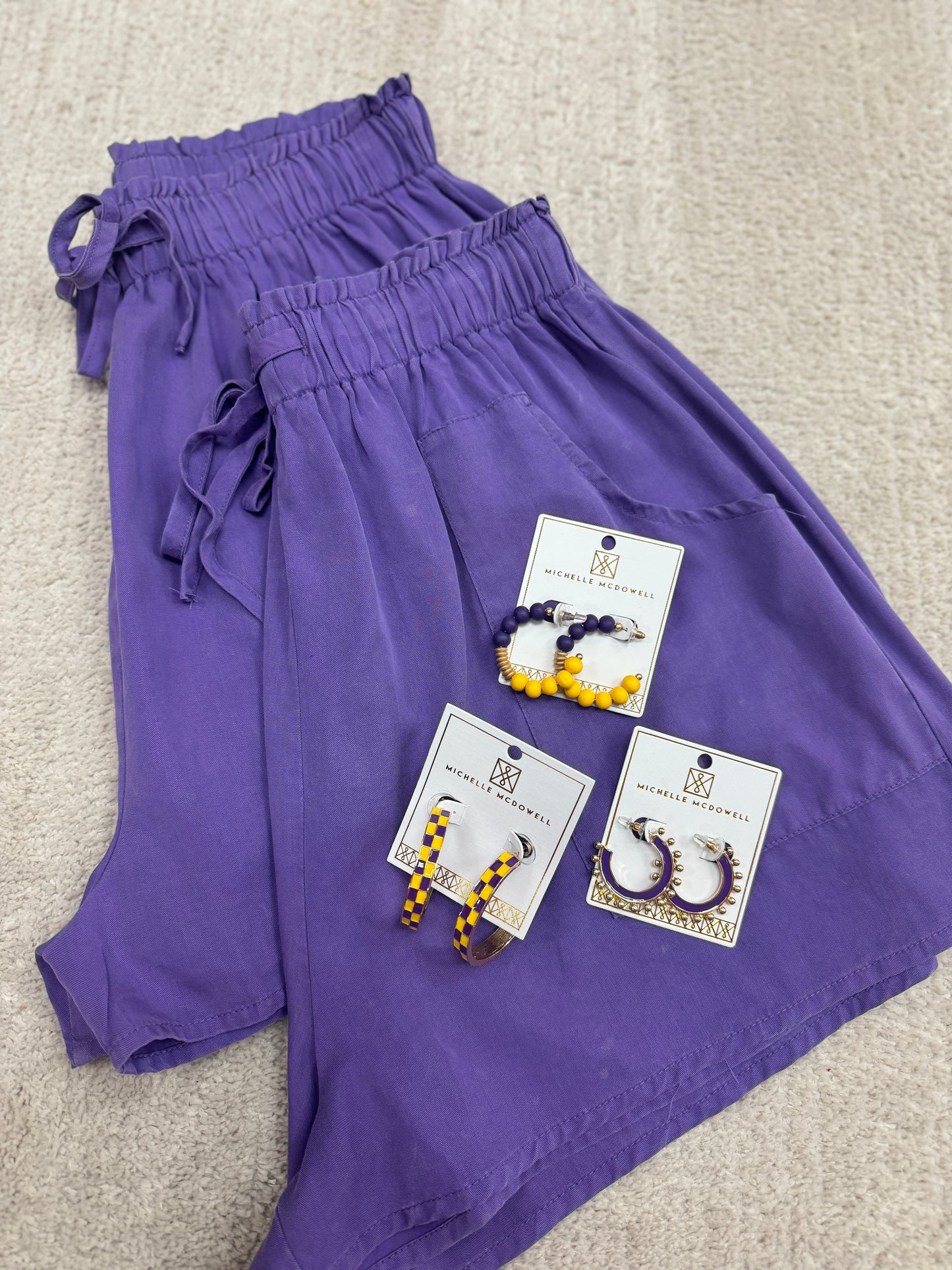 Washed Tencel Shorts W/Elastic Waist and Pockets