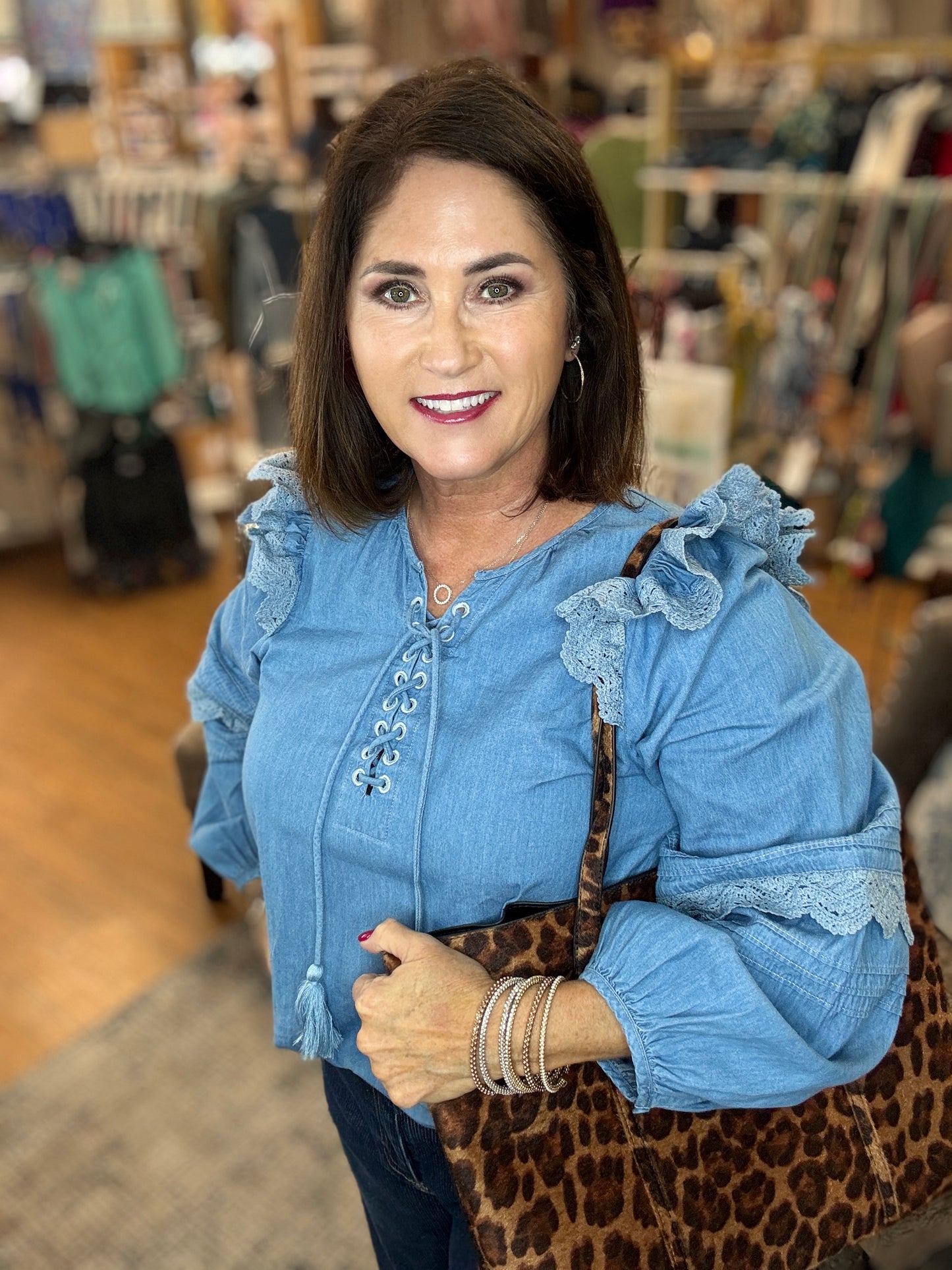 Lace up Ruffle Sleeve Top