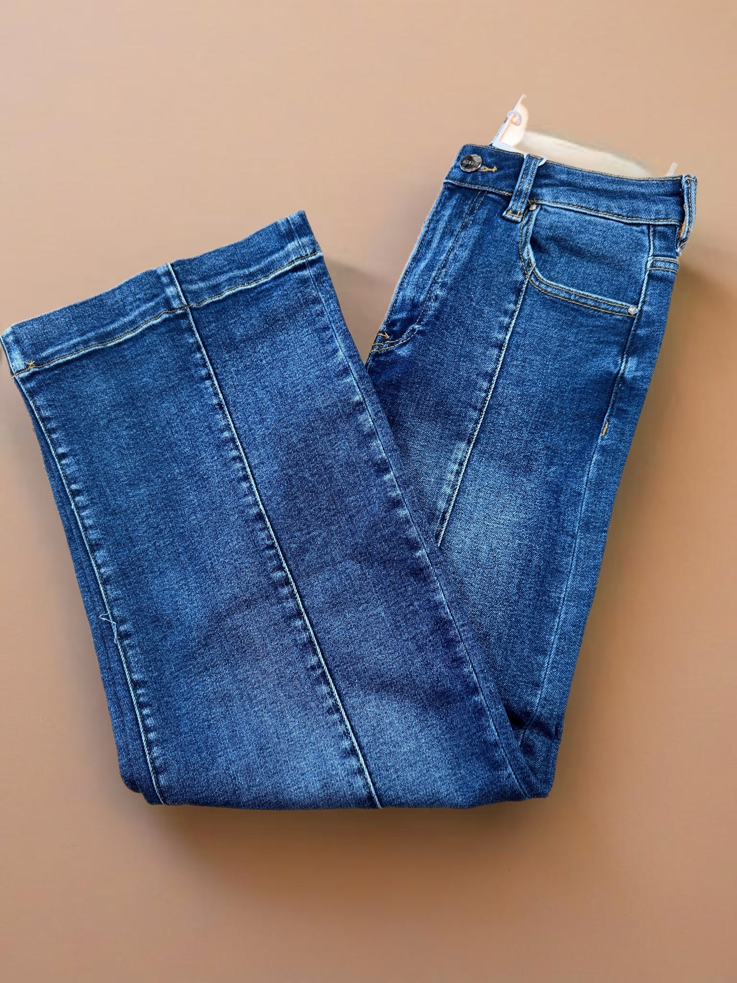 High Rise Seamed Wide Leg Jeans