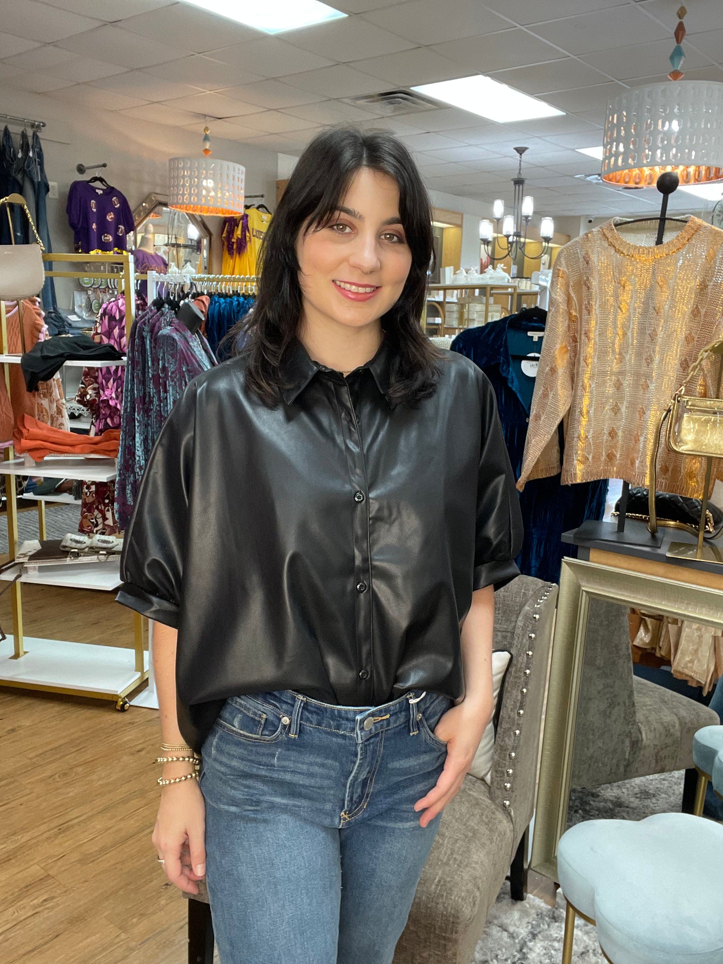 Hi-Lo Button Down Top